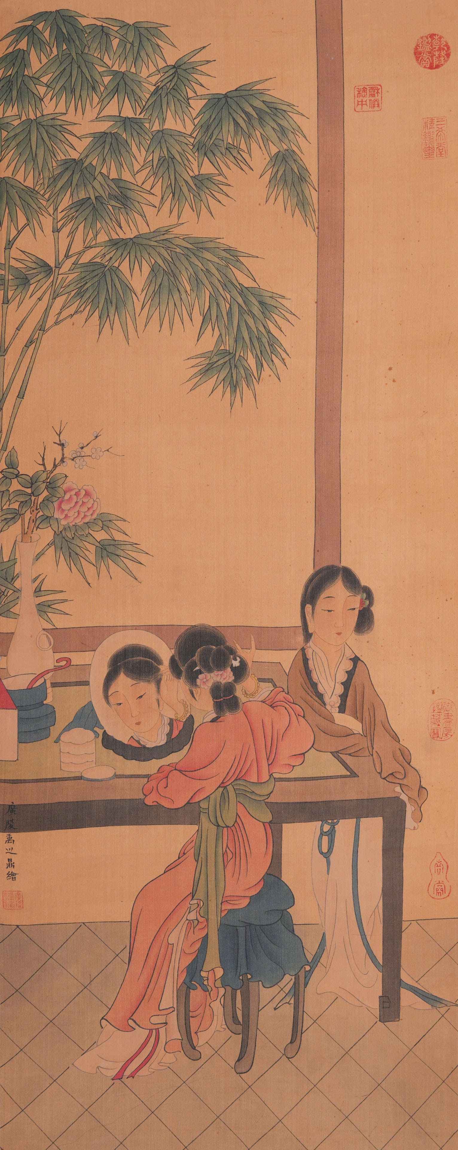 A BEAUTY PAINTING ON SILK BY YU ZHIDING.禹之鼎 (1 of 9)