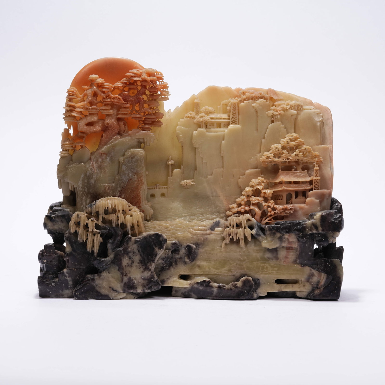 A SHOUSHAN STONE MOUNTAIN ORNAMENT CARVED WITH LANDSCAPE AND PAVILIONS (1 of 11)