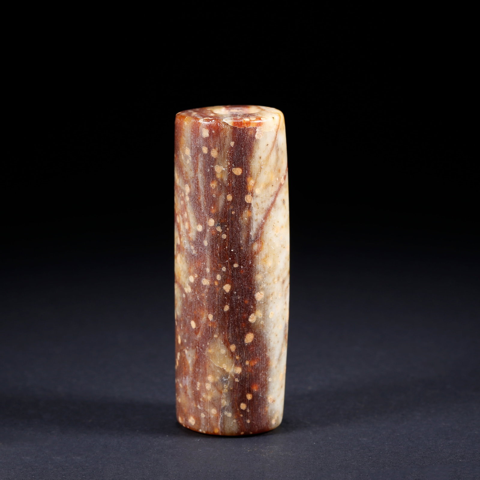 A ANCIENT JADE TUBE PENDANT: Ancient Jade Tube Pendant