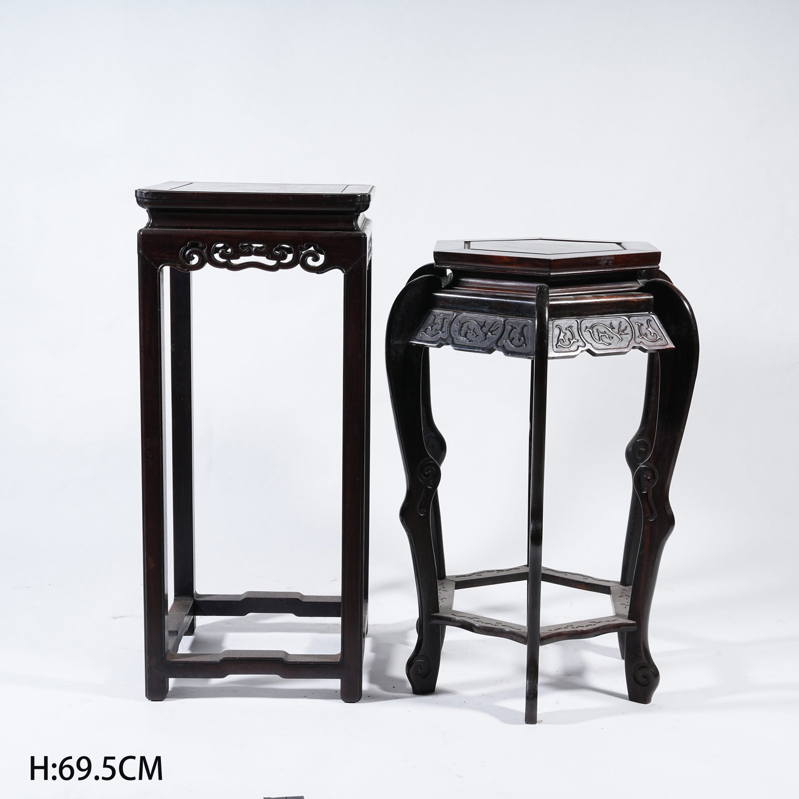 A SET OF TWO REDWOOD STANDS (1 of 10)