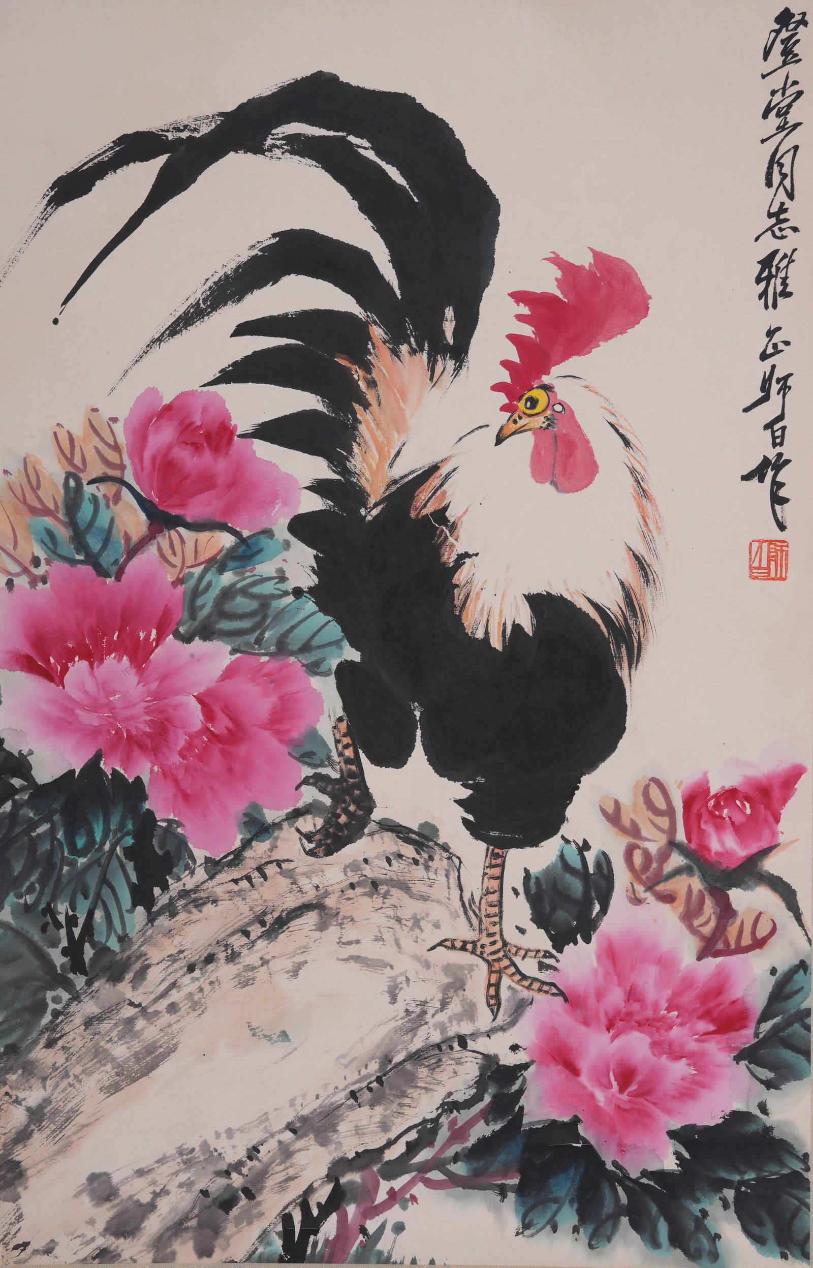 A GREAT AUSPICIOUSNESS PAINTING ON PAPER BY LOU SHIBAI.婁師白 (1 of 8)