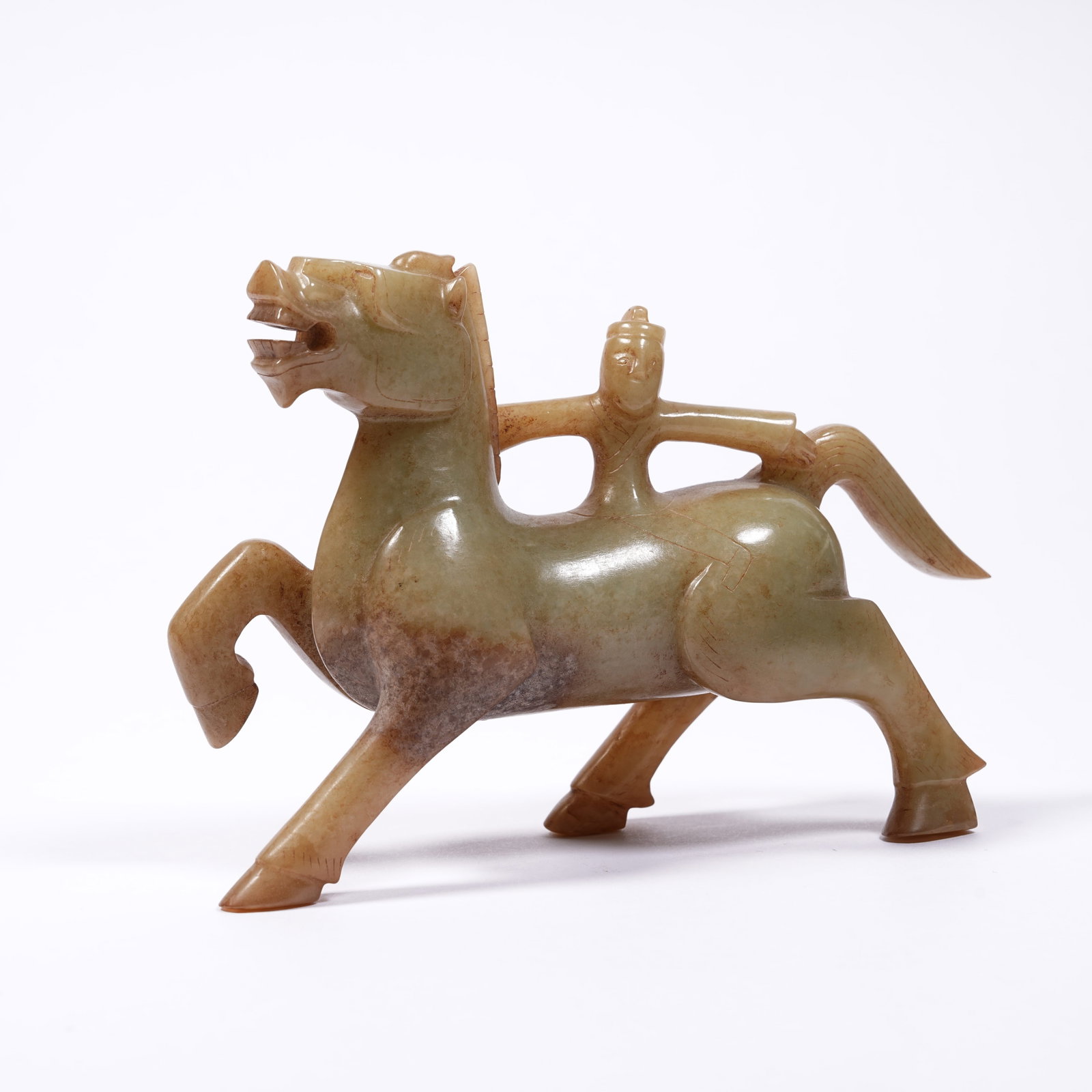A ANCIENT JADE FIGURE ON HORSE ORNAMENT (1 of 9)
