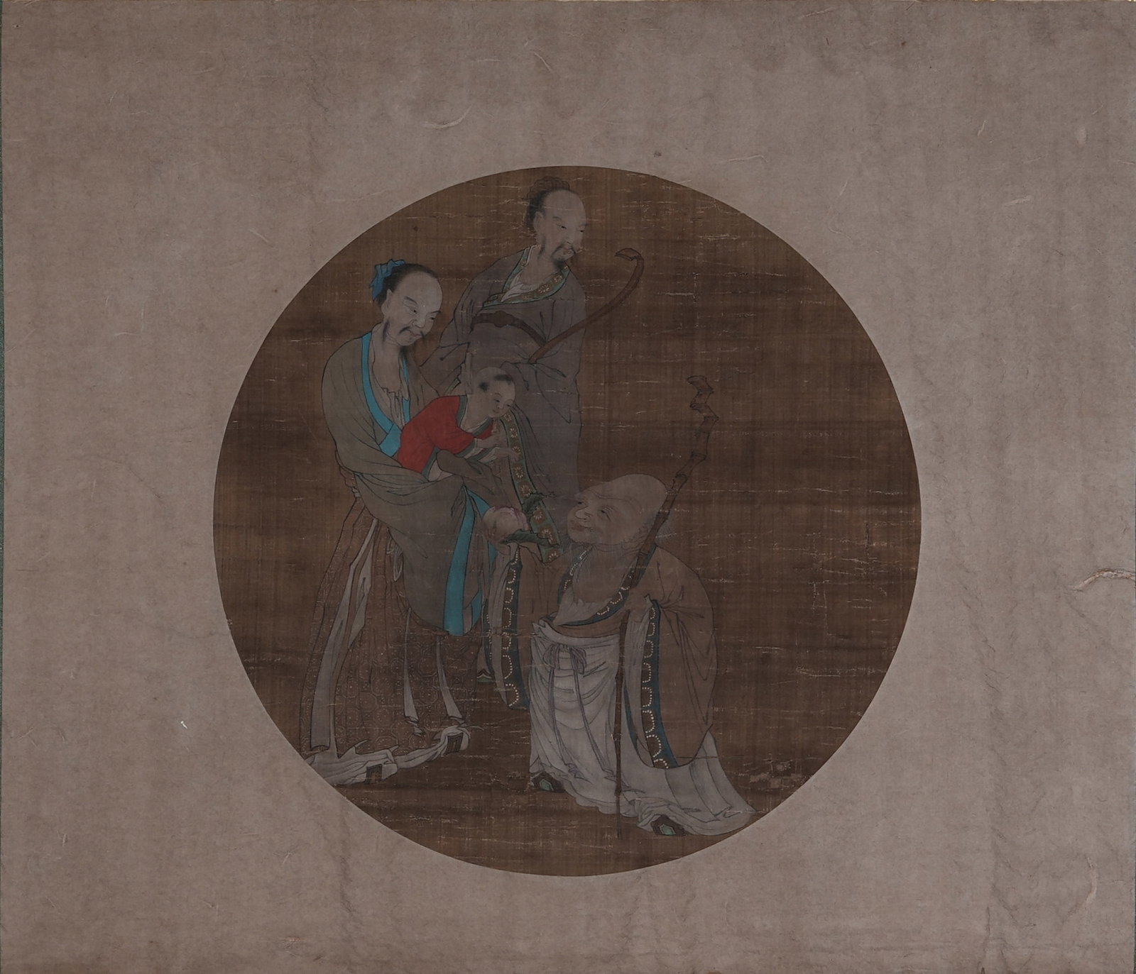 A NARRATIVE FIGURE PAINTING ON SILK BY ANONYMOUS. (1 of 7)