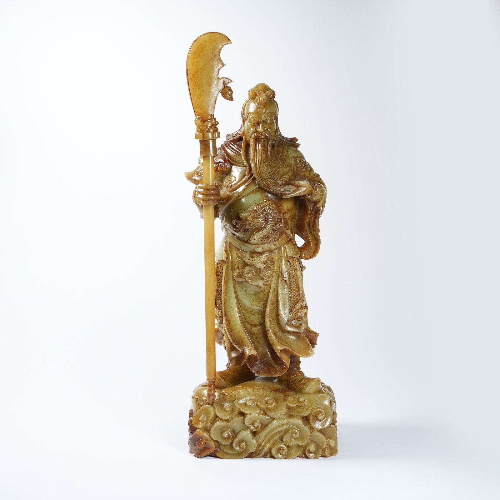 A HETIAN JADE STANDING STATUE OF GUAN GONG (1 of 9)