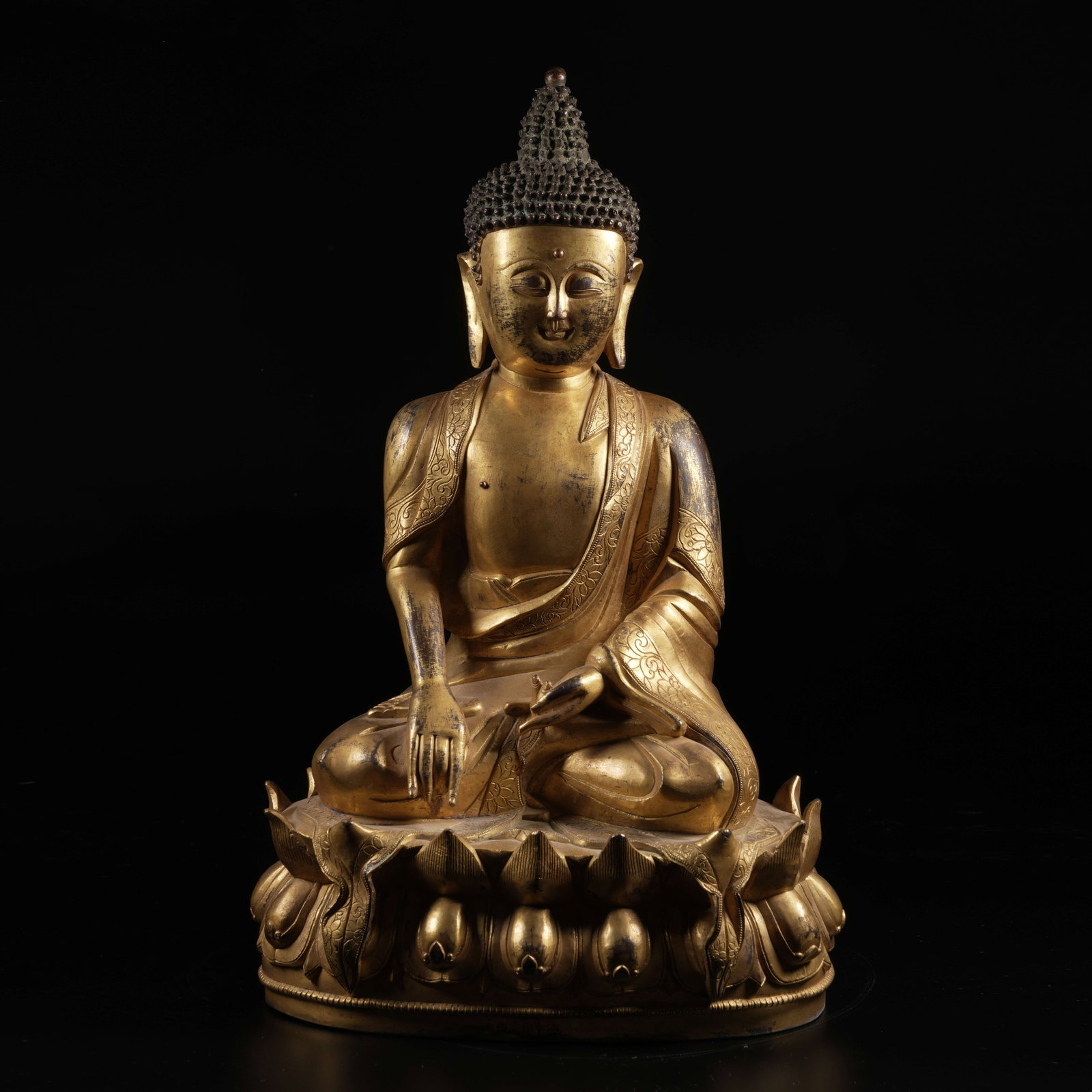 A GILT-BRONZE SHAKYAMUNI BUDDHA STATUE (1 of 8)