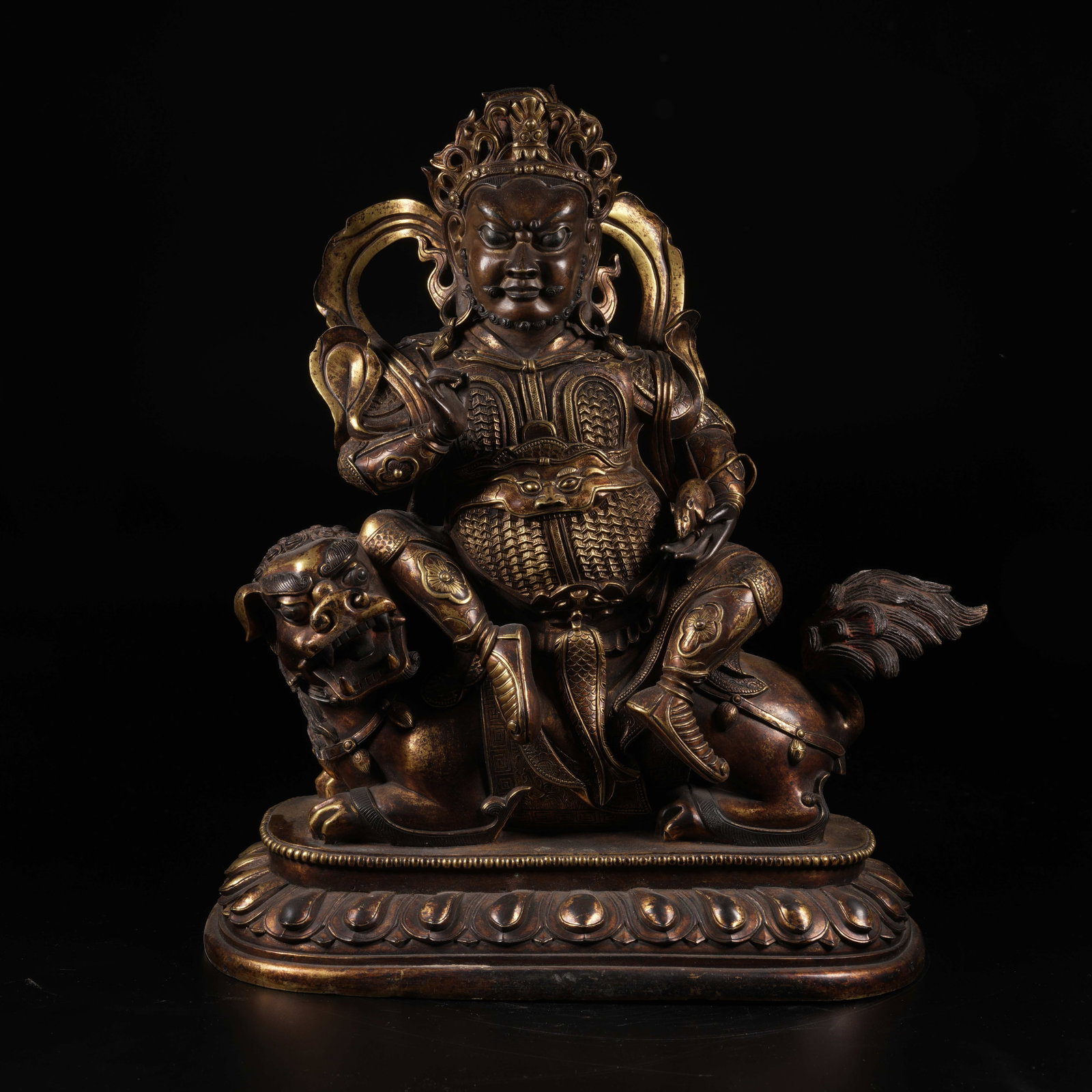 A GILT-BRONZE WEALTH GOD (VASUDHARA) STATUE: Gilt-Bronze Wealth God (Vasudhara) Statue