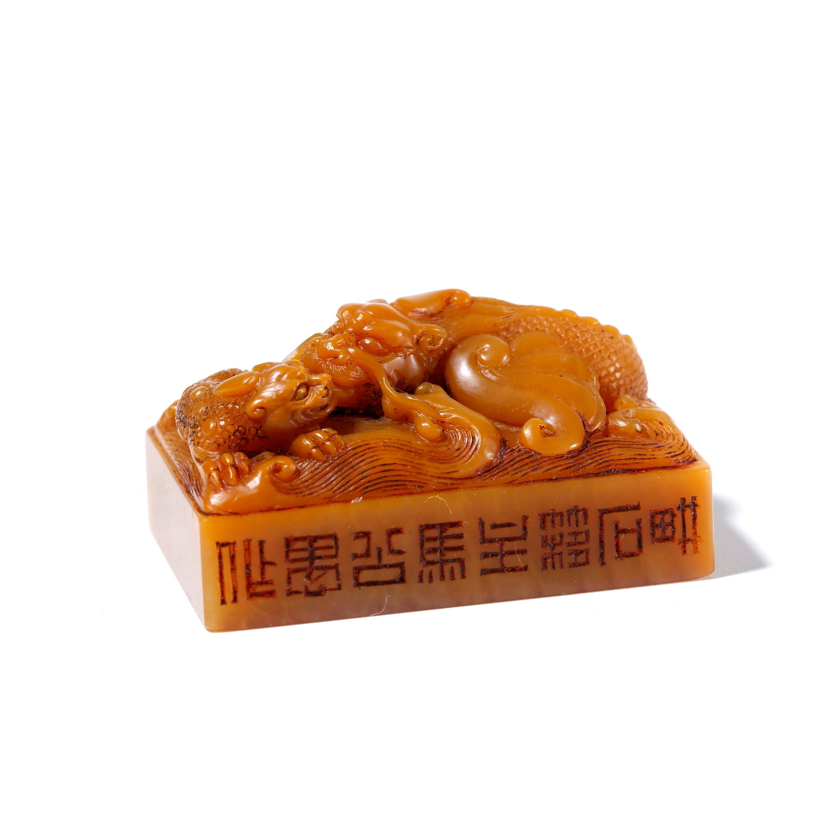 A SHOUSHAN TIANHUANG STONE SEAL CARVED WITH BEAST PATTERN: Shoushan Tianhuang Stone Seal Carved with Beast Pattern