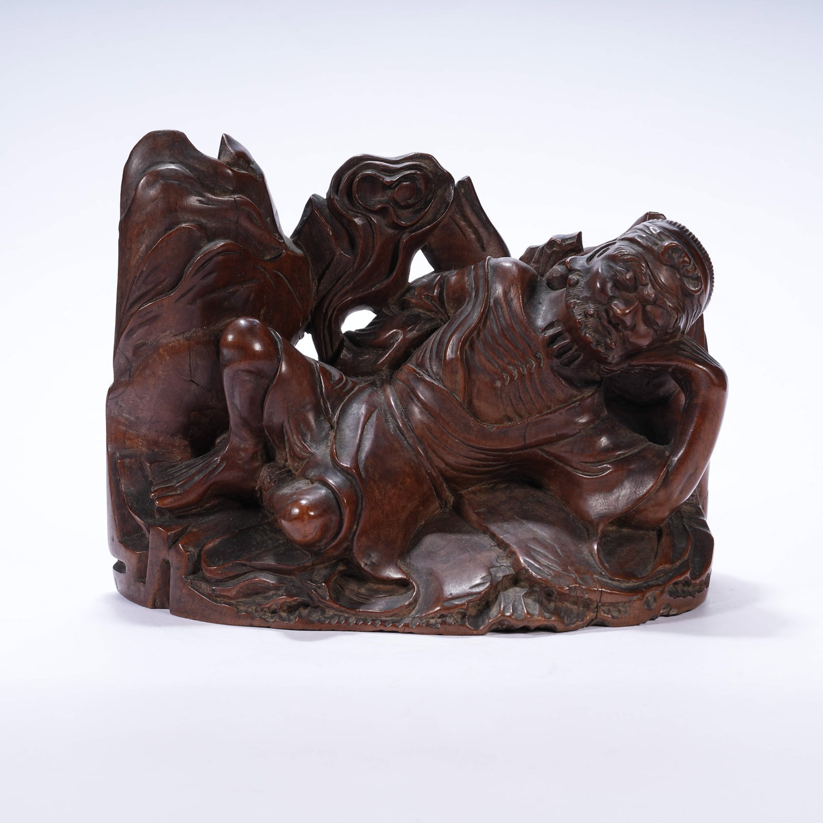 A HUANGHUALI WOOD EMACIATED ARHAT ORNAMENT: Huanghuali Wood Emaciated Arhat Ornament