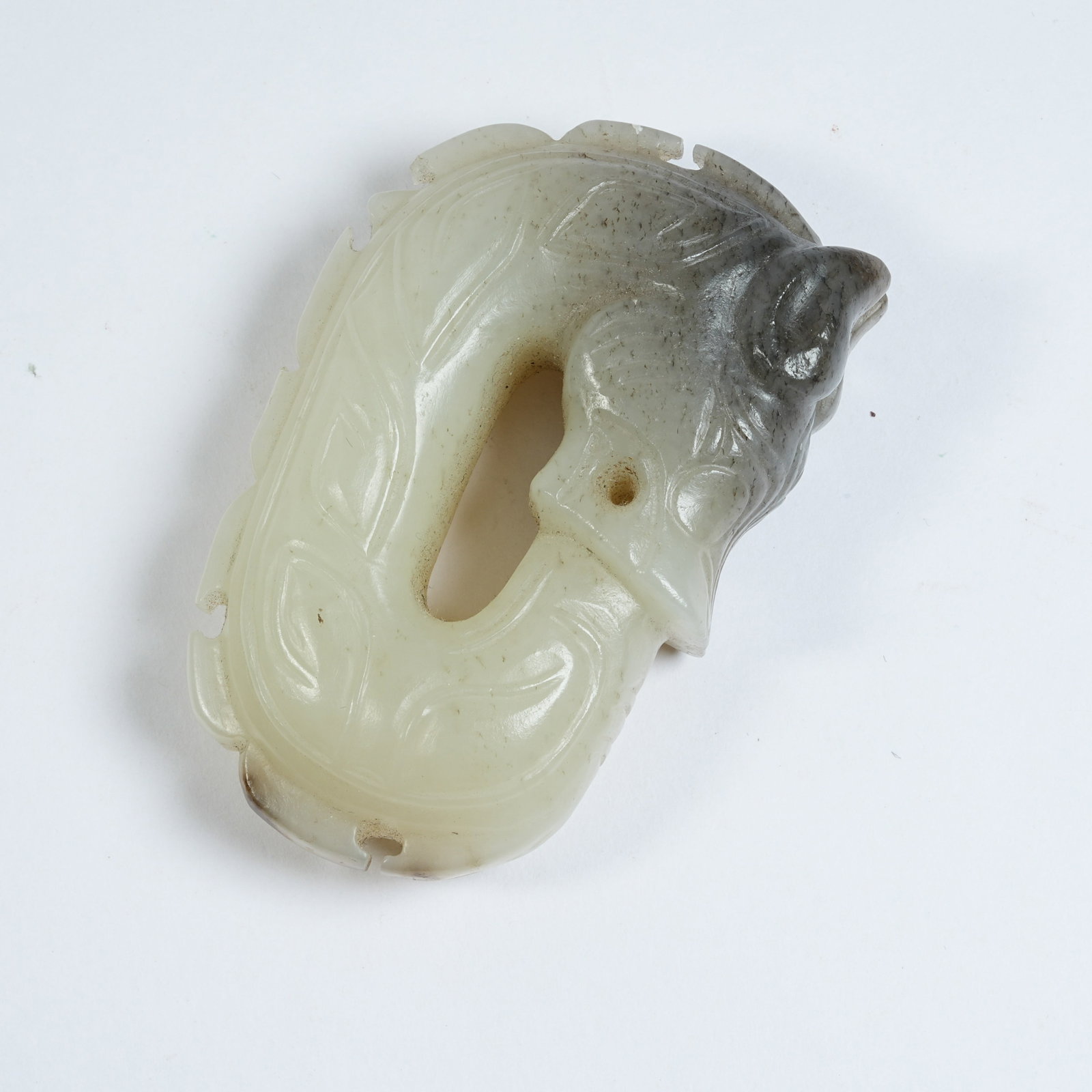 A ANCIENT JADE OUROBOROS DRAGON ORNAMENT: Ancient Jade Ouroboros Dragon Ornament