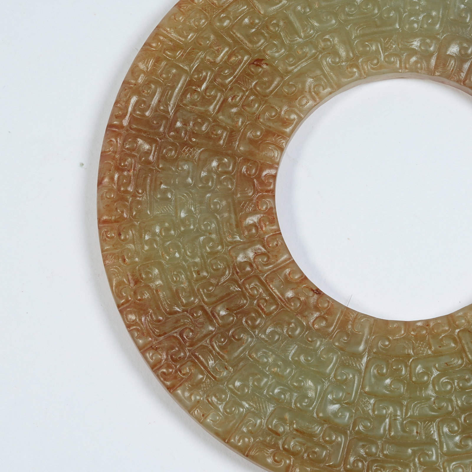 A ANCIENT JADE BI WITH INTERLOCKING CLOUD PATTERNS - 3