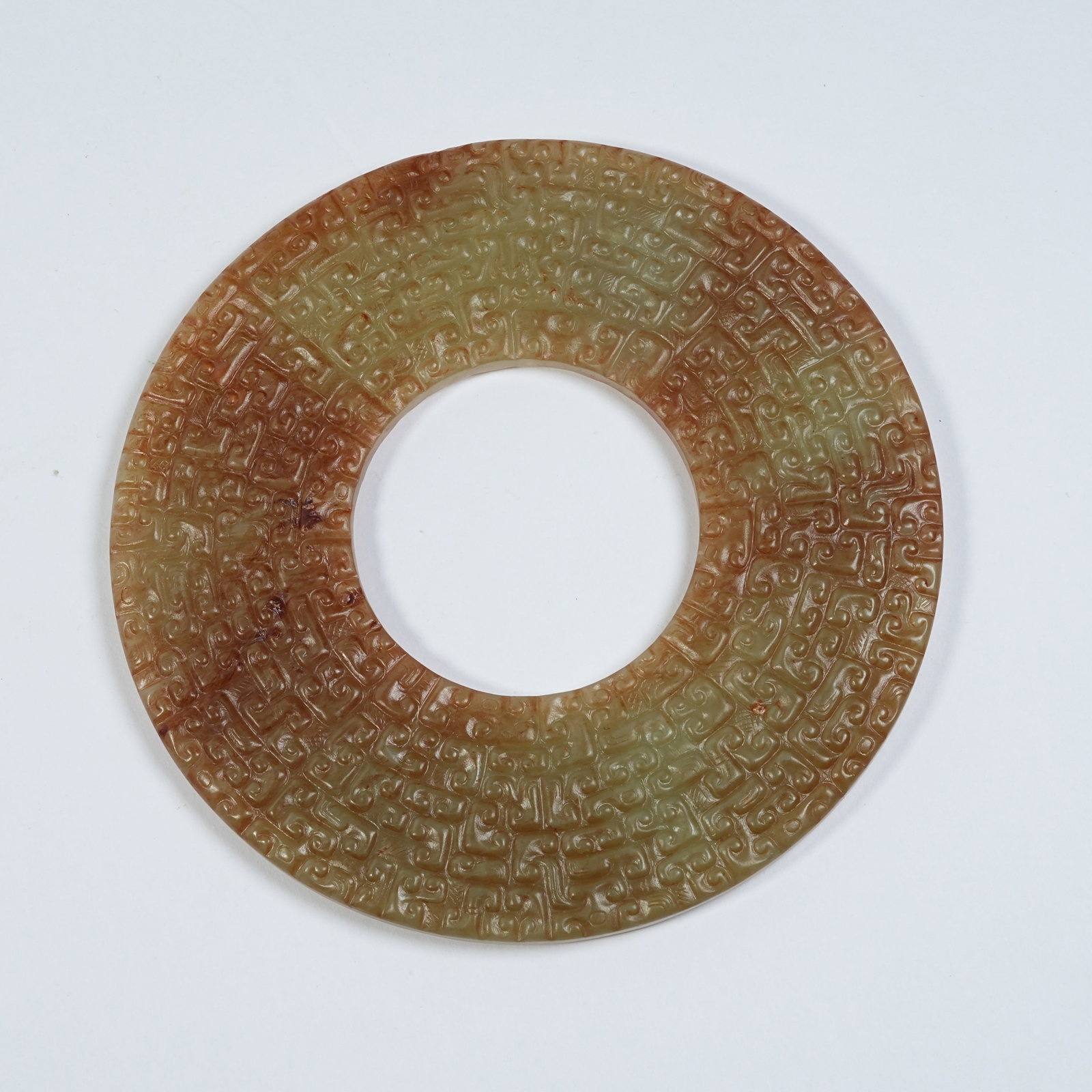 A ANCIENT JADE BI WITH INTERLOCKING CLOUD PATTERNS - 8