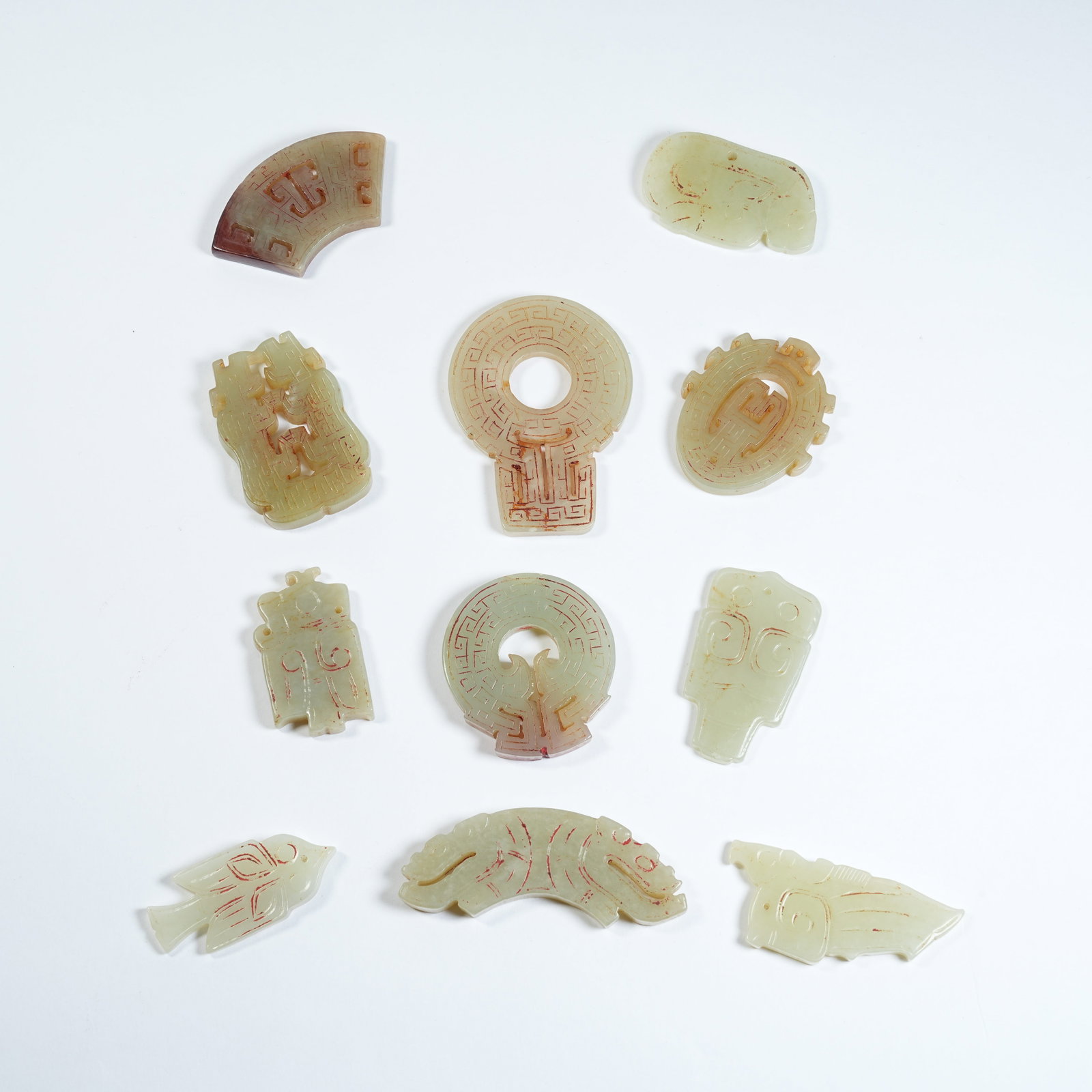 A SET OF ANCIENT JADE PENDANTS: Set of Ancient Jade Pendants