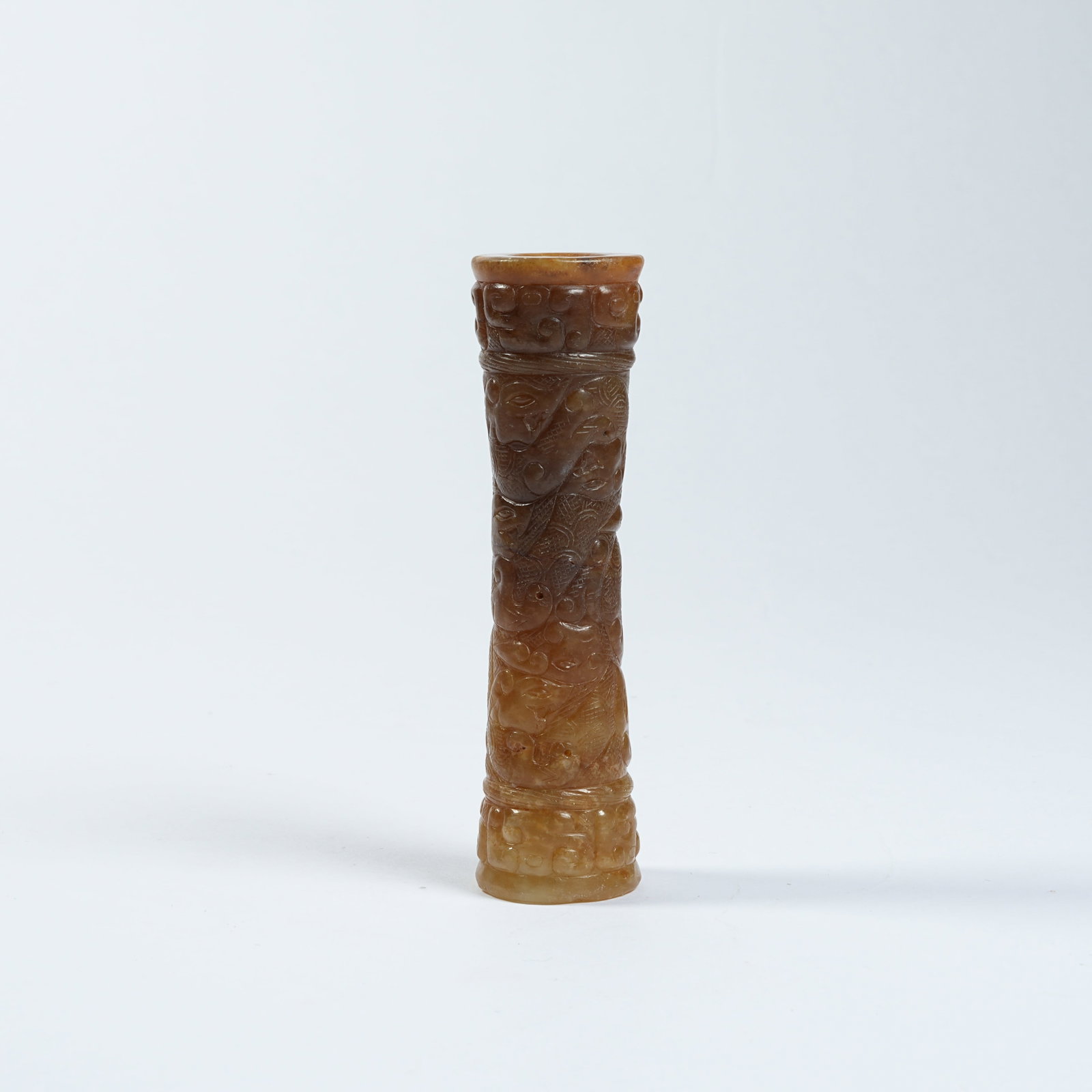 A ANCIENT JADE CYLINDRICAL BEAD WITH DRAGON PATTERNS (1 of 9)