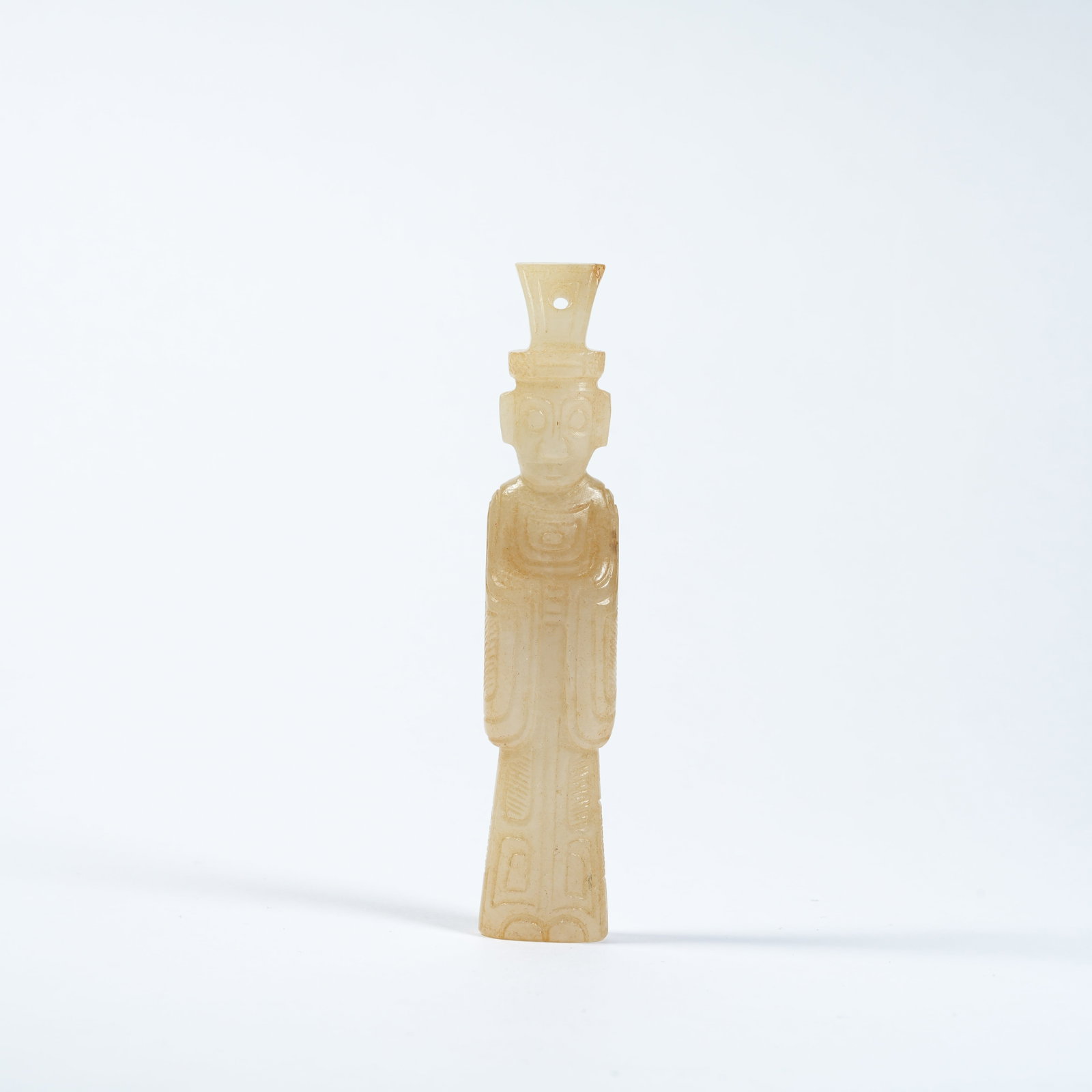 A ANCIENT JADE STANDING CIVIL OFFICIAL STATUE: Ancient Jade Standing Civil Official Statue