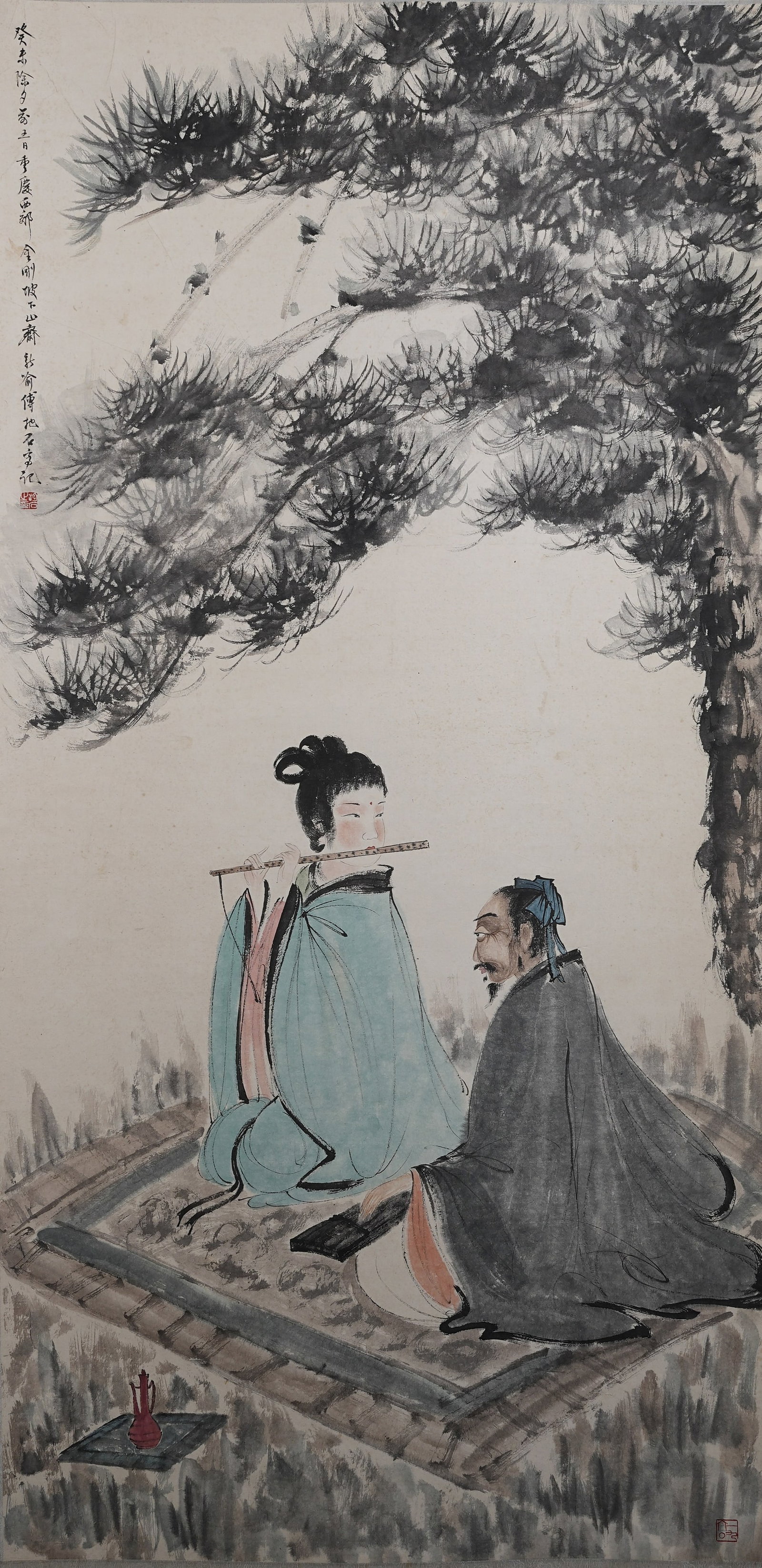 A BEAUTY PAINTING ON PAPER BY FU BAOSHI.傅抱石: Beauty Painting on Paper by Fu Baoshi.傅抱石