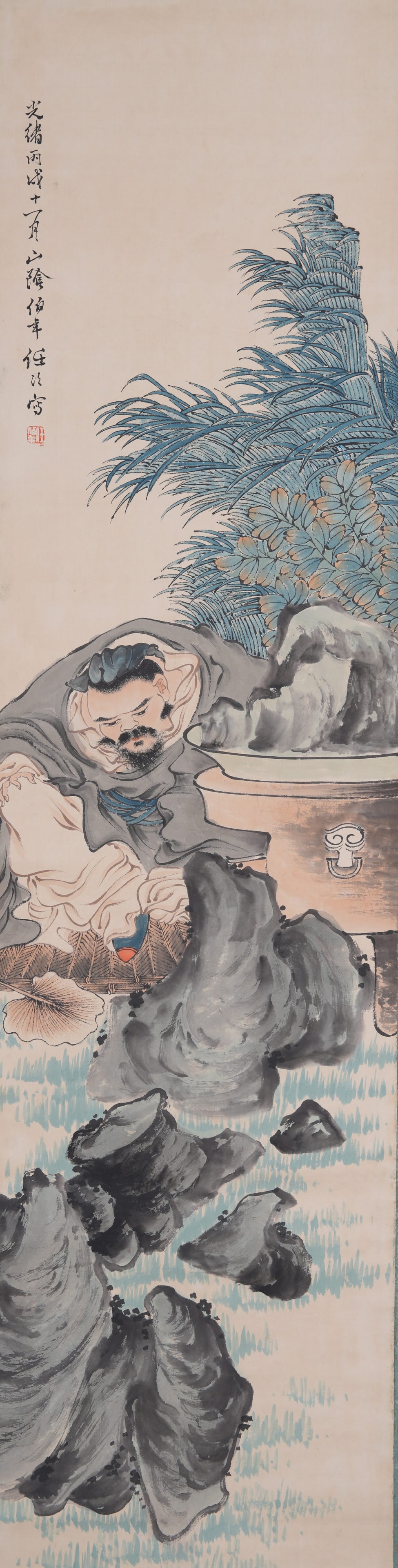 A FIGURE PAINTING ON PAPER BY REN BONIAN.任伯年: Figure Painting on Paper by Ren Bonian.任伯年