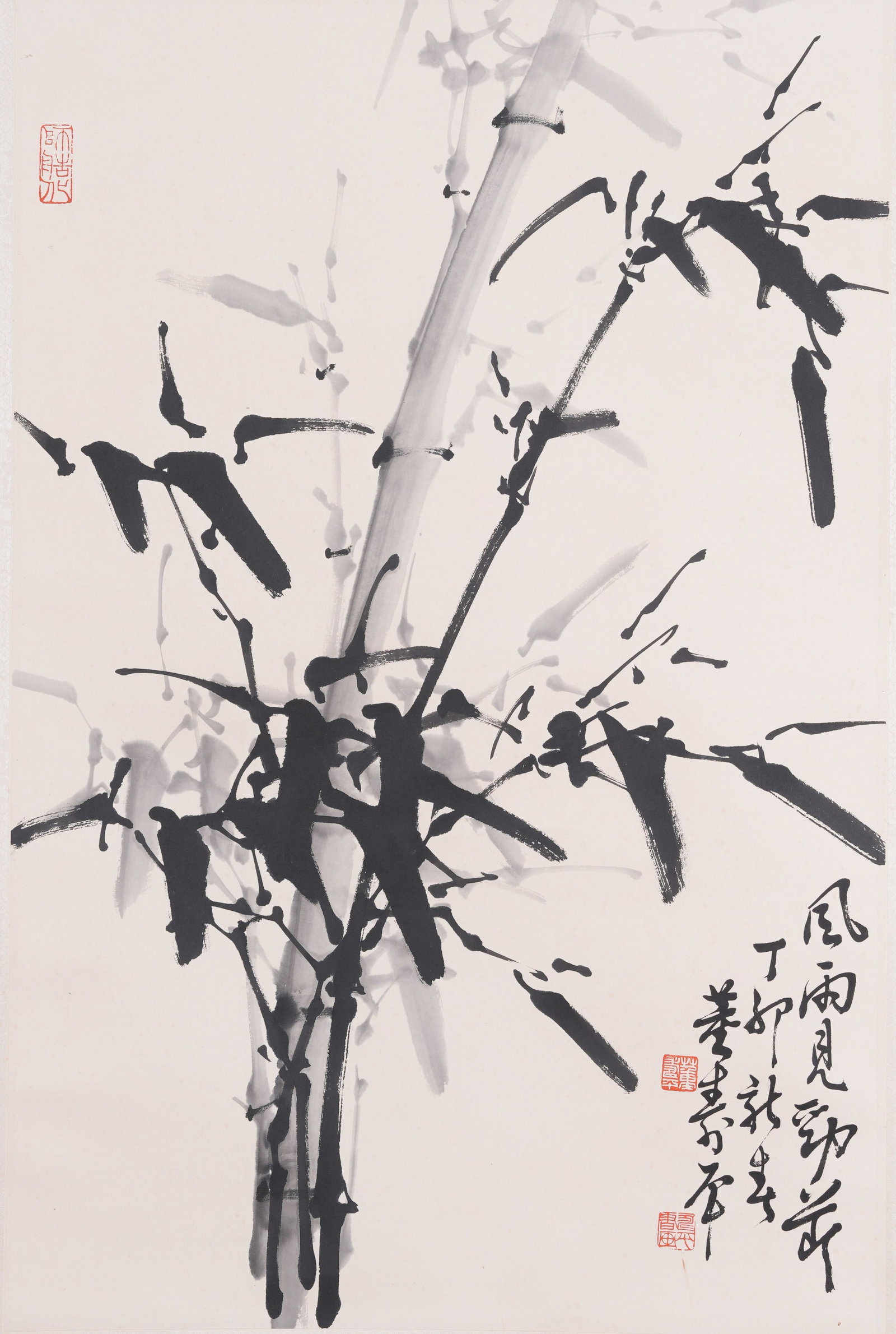 A INK BAMBOO PAINTING ON PAPER BY DONG SHOUPING.董壽平: Ink Bamboo Painting on Paper by Dong Shouping.董壽平