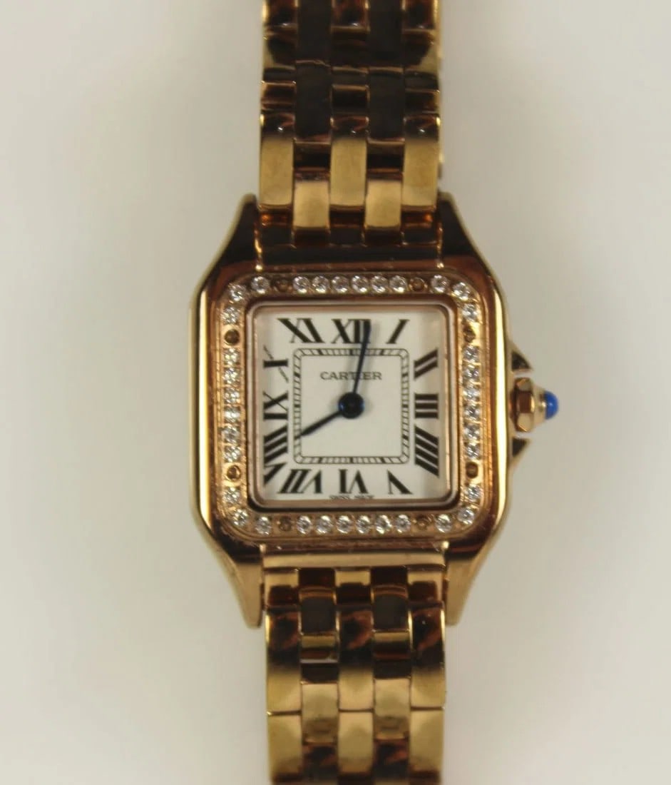 CONVINCING HIGH-QUALITY COPY OF A WOMEN'S PANTH?RE DE CARTIER WATCH IN GOLD-PLATED STAINLESS ST (1 of 2)
