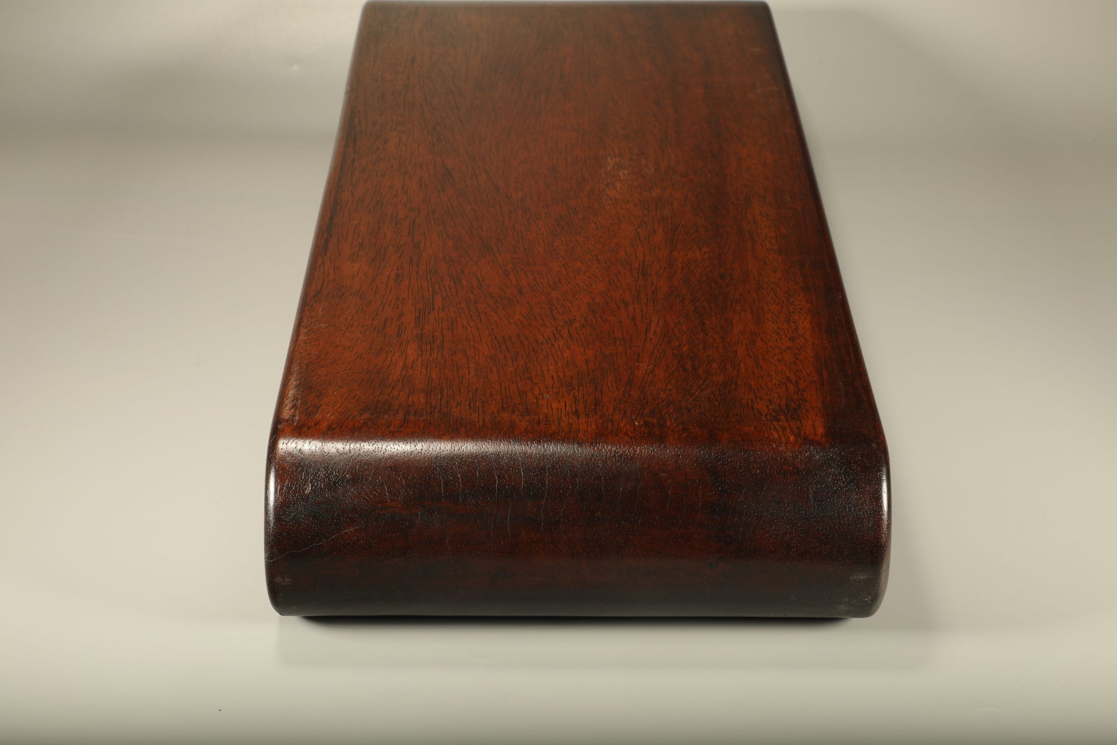A PADAUK LOWER SCROLL SIDE TABLE - 4