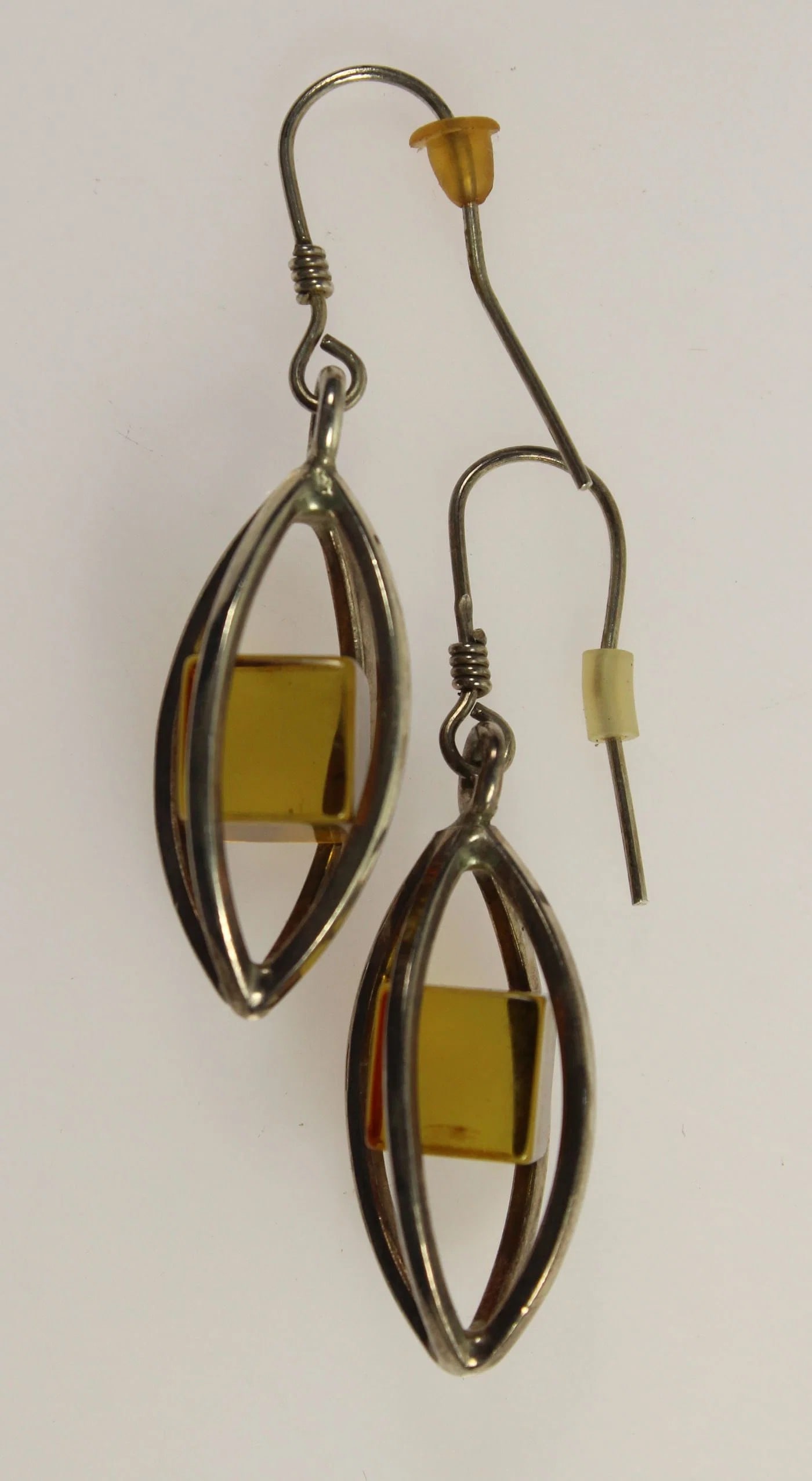 AMBER EARRINGS IN STERLING (925) SILVER (PAIR) (1 of 3)