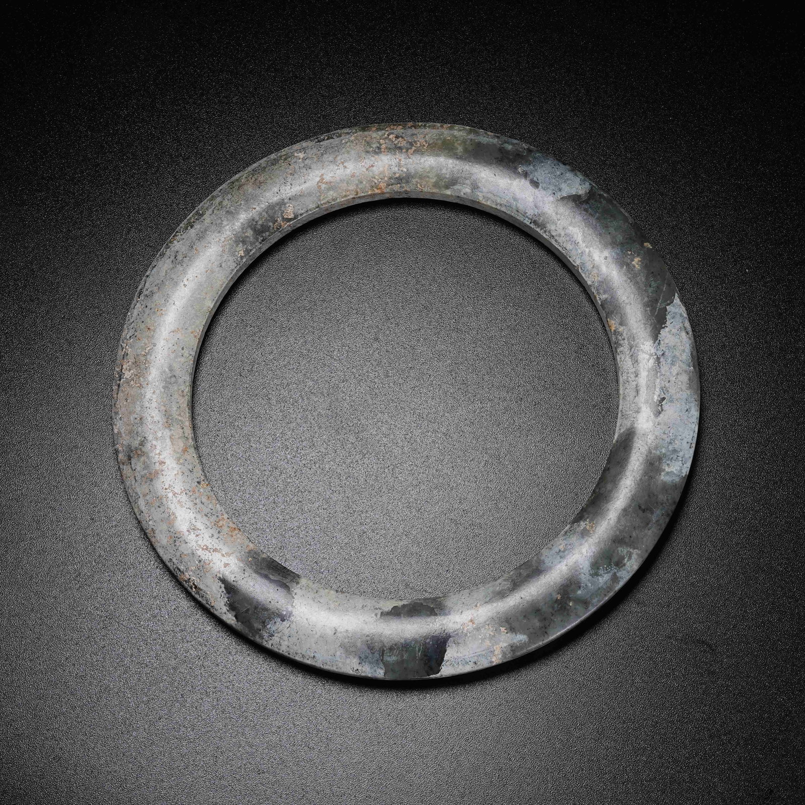 A ARCHAIC JADE BI AND RING: Archaic Jade Bi and Ring