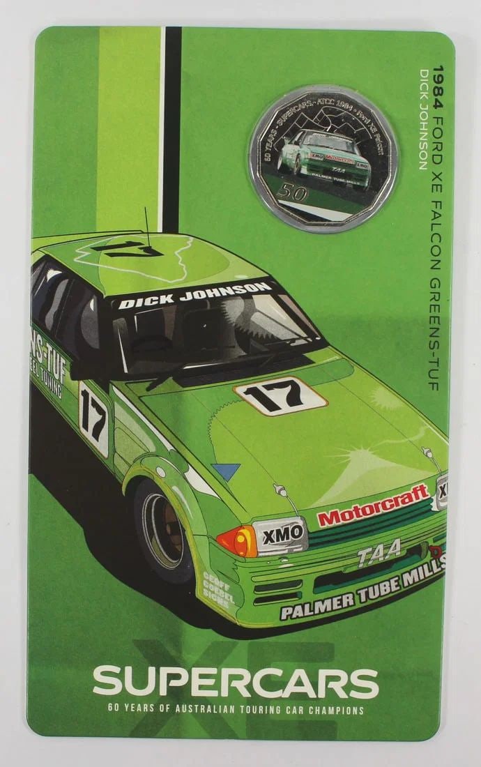 AUSTRALIA 2020 '1984 FORD XE FALCON GREENS-TUF' COLOURED 50C, UNCIRCULATED: Australia 2020 '1984 Ford XE Falcon Greens-Tuf' Coloured 50c, Uncirculated