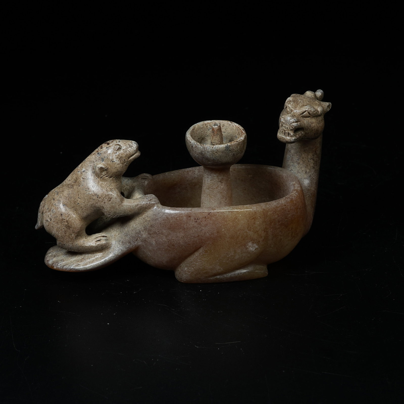 A ARCHAIC JADE DRAGON-SHAPED CANDLESTICK (1 of 8)