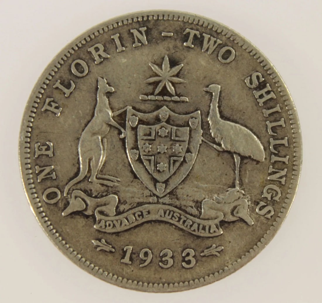 AUSTRALIA 1933 FLORIN, VG/FINE (1 of 2)