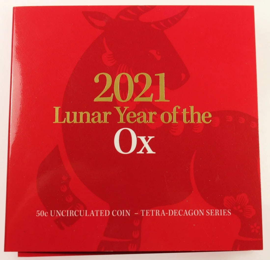 AUSTRALIA 2021 'YEAR OF THE OX' UNCIRCULATED 50C, CU-NI: Australia 2021 'Year of the Ox' Uncirculated 50c, Cu-Ni