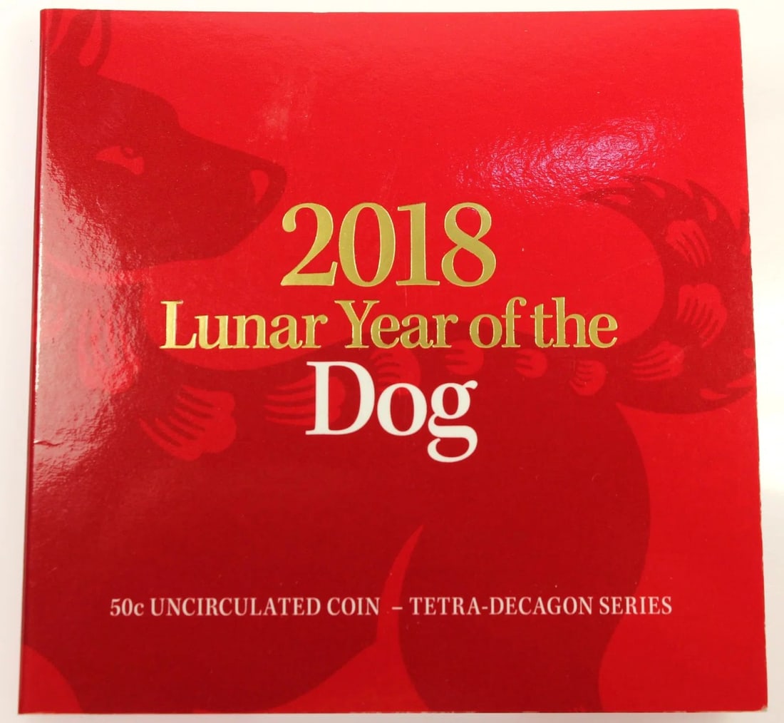 AUSTRALIA 2018 'YEAR OF THE DOG' UNCIRCULATED 50C, CU-NI: Australia 2018 'Year of the Dog' Uncirculated 50c, Cu-Ni