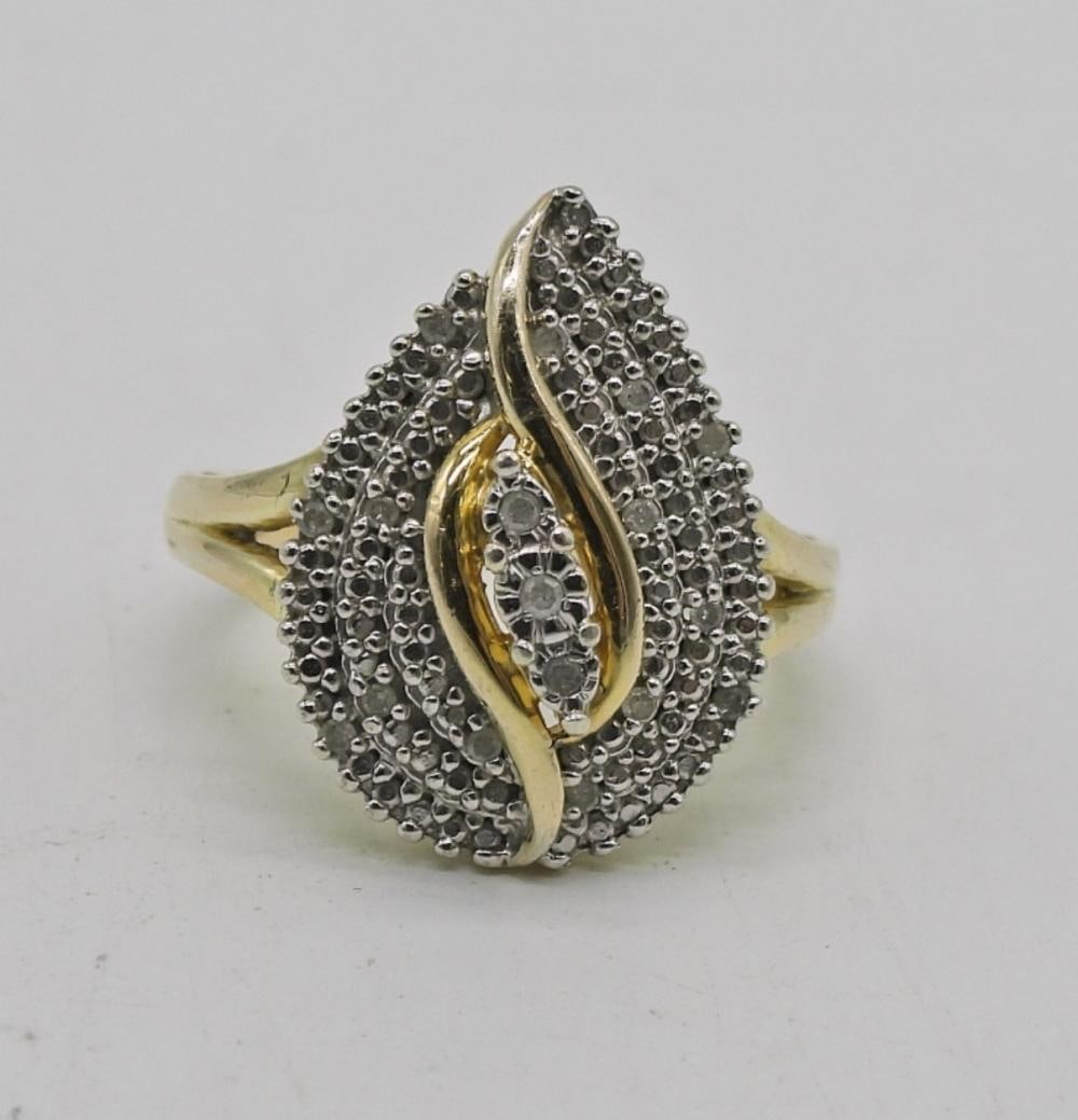 STERLING GOLD TONE DIAMOND/MOISSANITE RING: STERLING GOLD TONE DIAMOND/MOISSANITE RING
