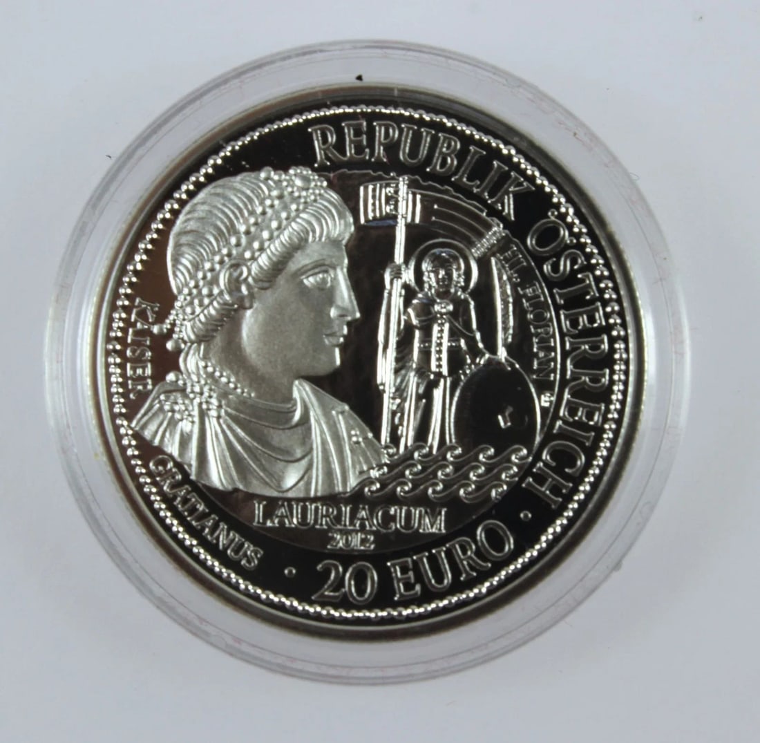 AUSTRIA 2012 'LAURIACOM' PROOF SILVER (900) 20 EUROS, FDC: Austria 2012 'Lauriacom' Proof Silver (900) 20 Euros, FDC