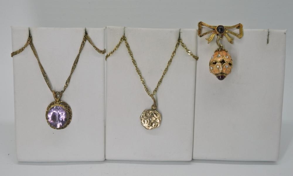 GOLD TONE 925 VTG NECKLACES & PIN (1 of 2)