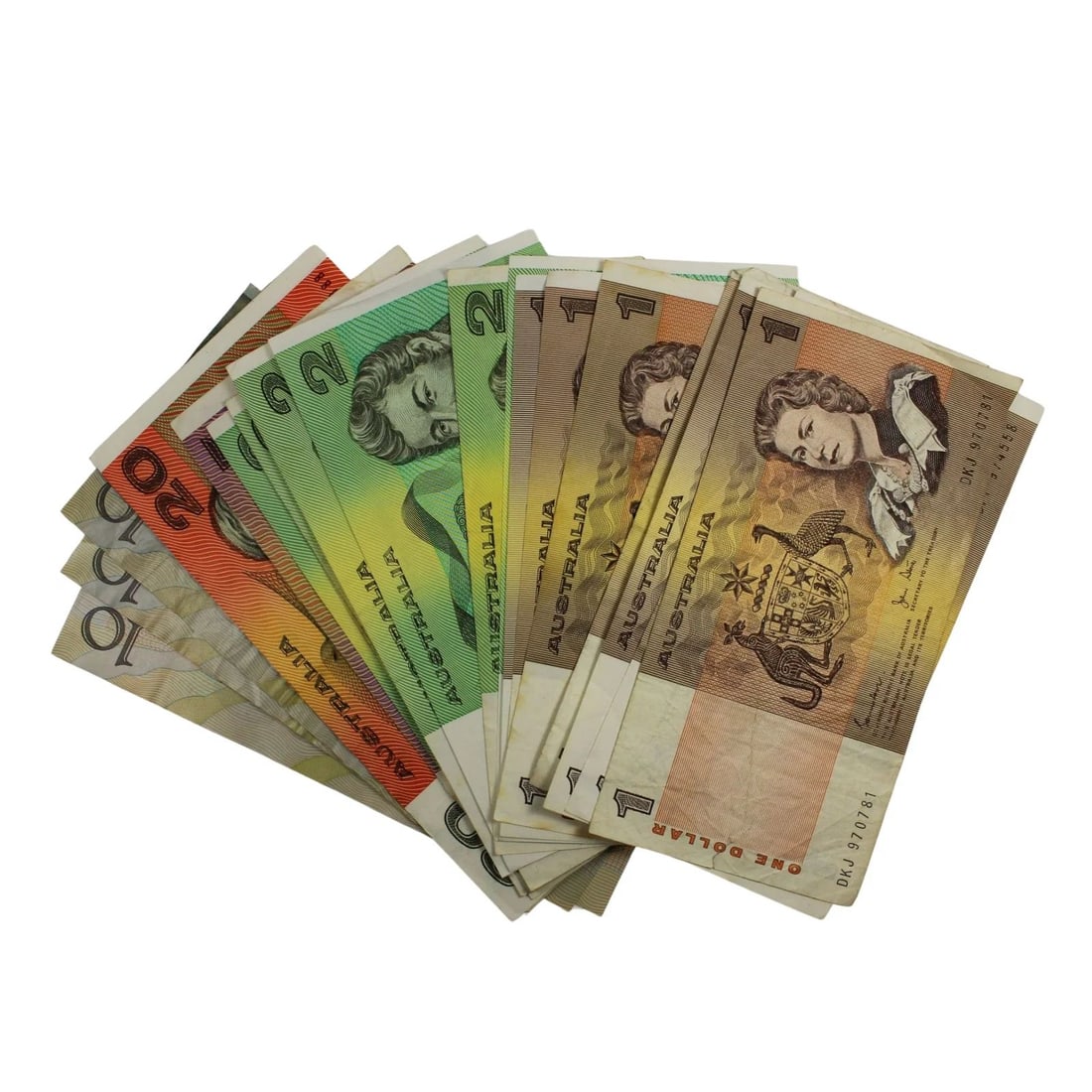 AUSTRALIA PAPER & POLYMER DECIMAL BANKNOTES, AVERAGE GRADE (22 NOTES): Australia Paper & Polymer Decimal Banknotes, Average Grade (22 notes)