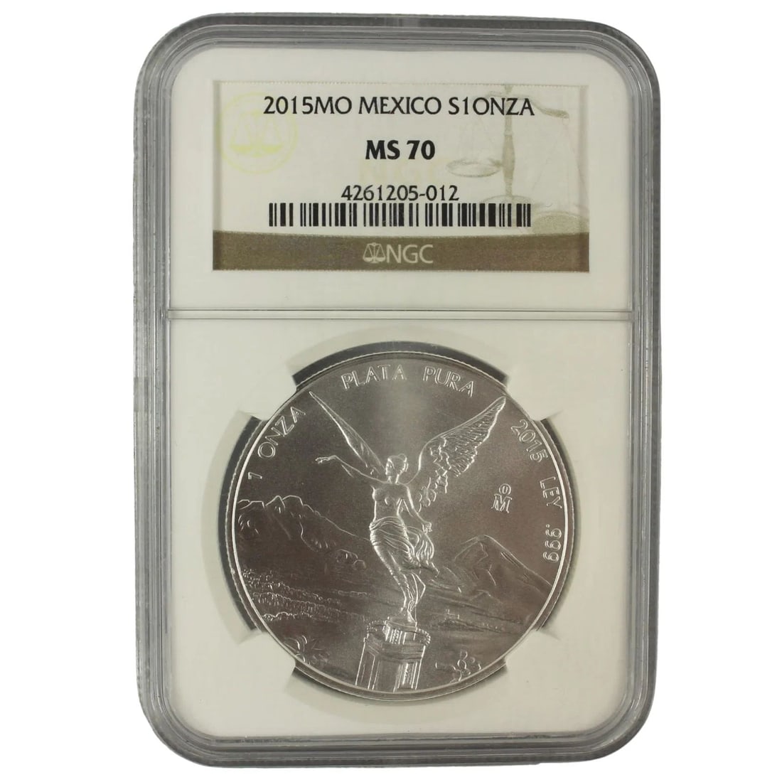 MEXICO 2015 MO LIBERTAD SILVER (999) ONZA, NGC MS70: Mexico 2015 Mo Libertad Silver (999) Onza, NGC MS70