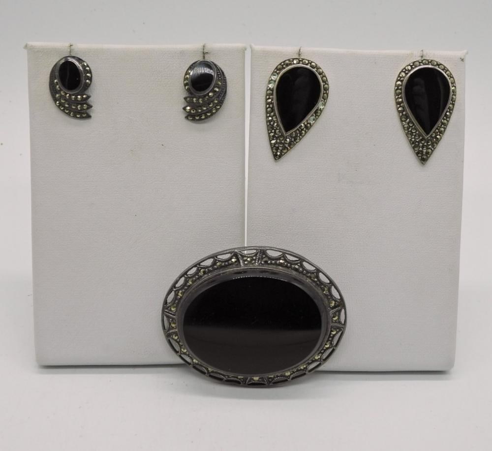 BLACK ONYX MARCASITE 925 SET: BLACK ONYX MARCASITE 925 SET