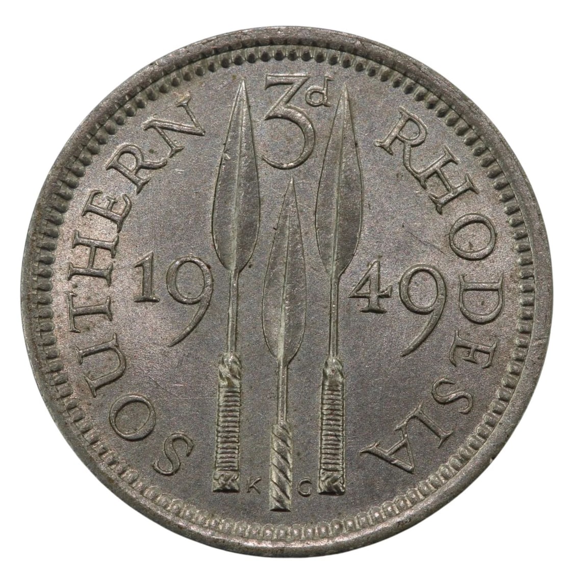 SOUTHERN RHODESIA 1949 THREEPENCE GEM UNCIRCULATED: Southern Rhodesia 1949 Threepence Gem Uncirculated