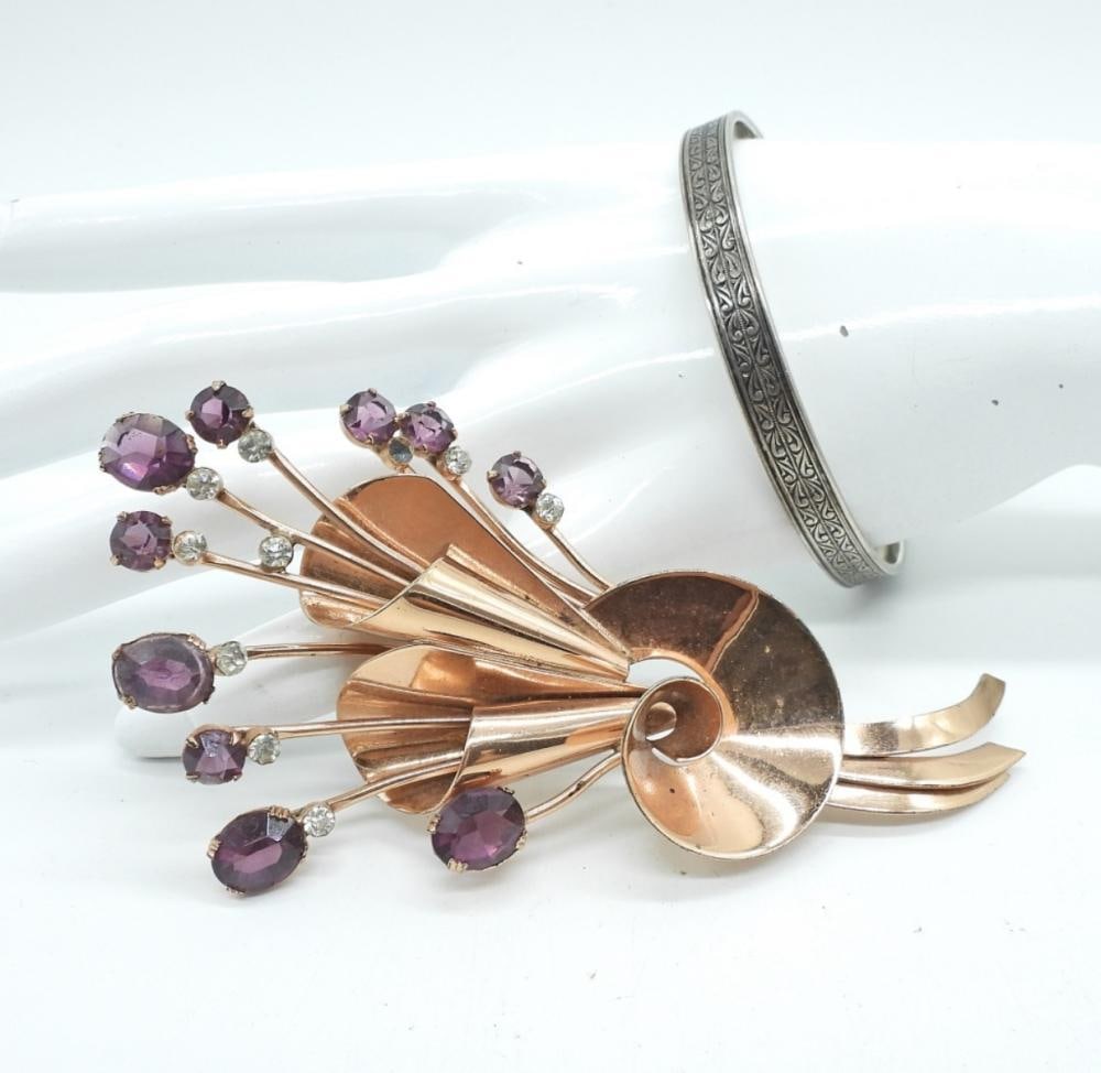 (2) CORO CRAFT STERLING BROOCH /BRACELET: (2) CORO CRAFT STERLING BROOCH /BRACELET