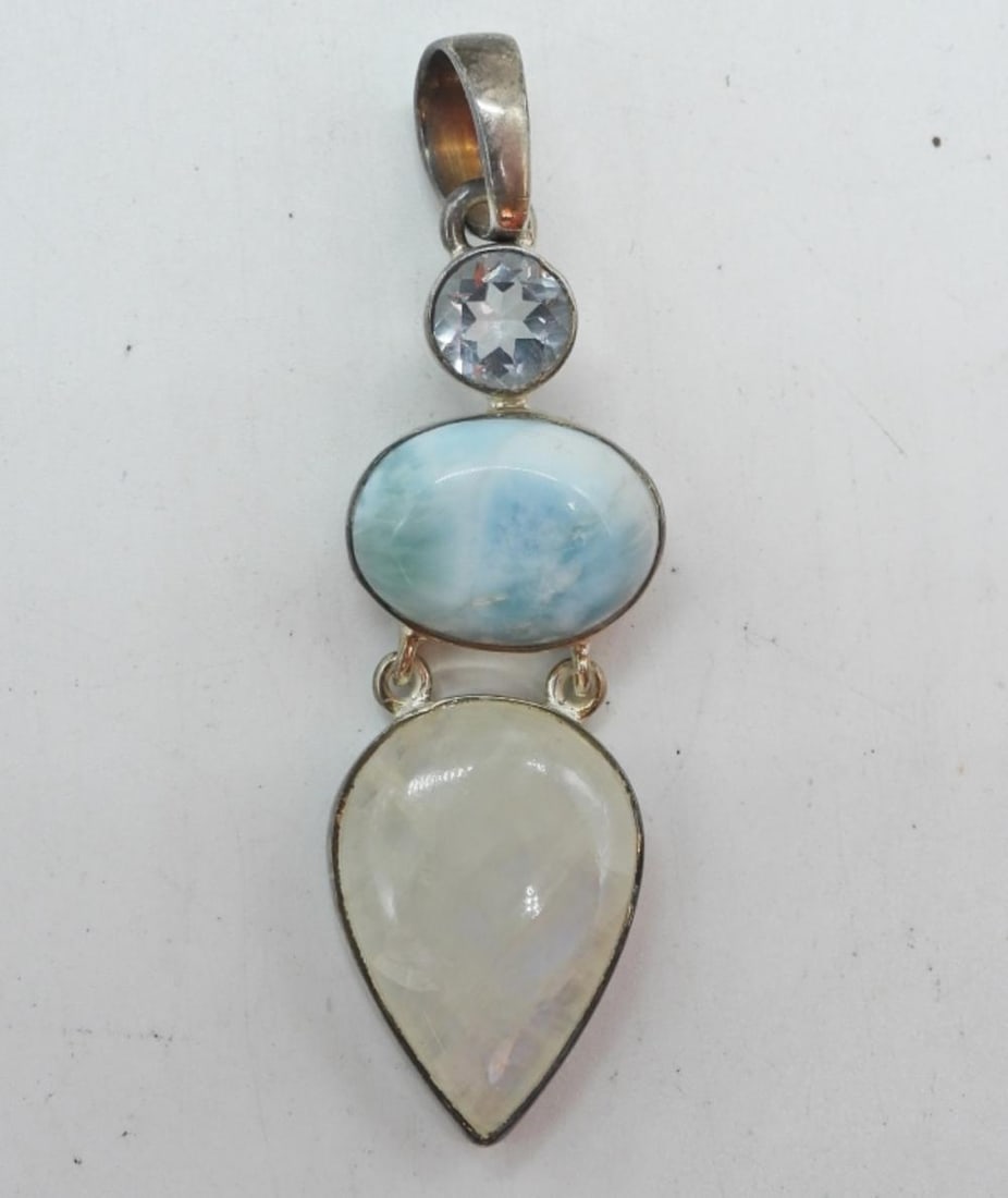 LARIMAR & MOONSTONE PENDANT 925 (1 of 3)