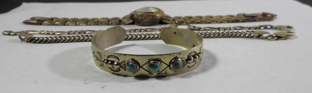 STERLING WATCH AND BRACELET LOT (1 of 2)