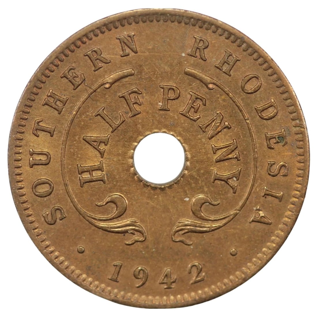 SOUTHERN RHODESIA 1942 HALFPENNY GEM UNCIRCULATED: Southern Rhodesia 1942 Halfpenny Gem Uncirculated