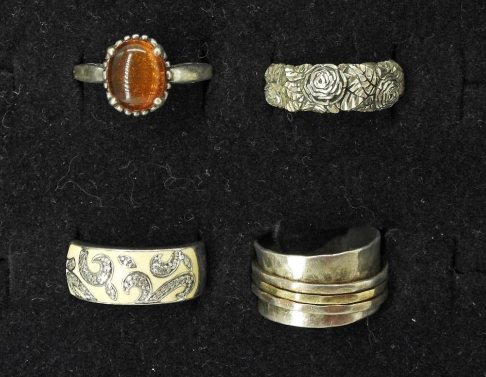 (4) MODERN STERLING RINGS: (4) MODERN STERLING RINGS