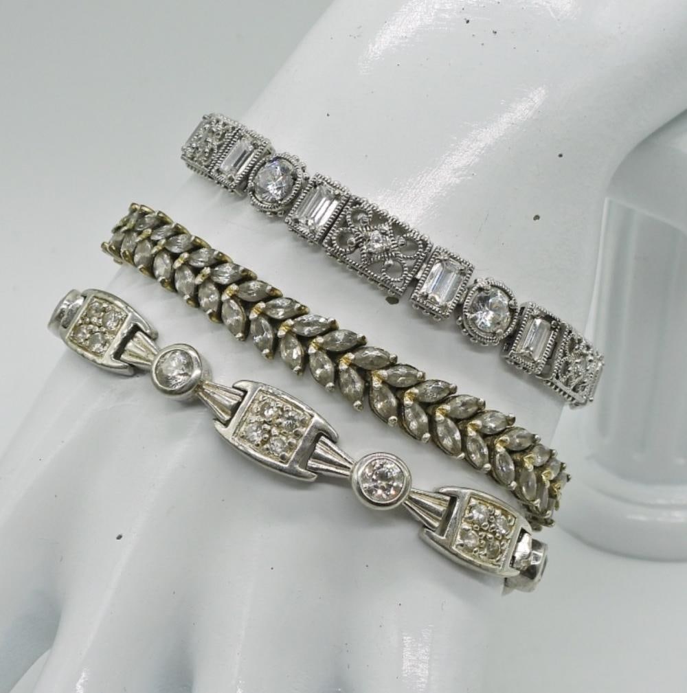 (3) BRIDAL STYLE BRACELETS, STERLING (1 of 2)