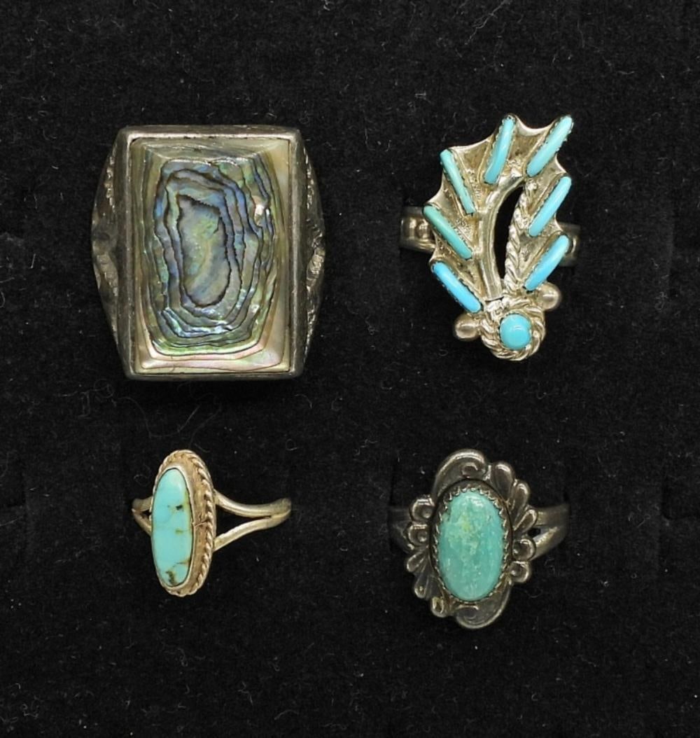 (4) STERLING SOUTHWEST RINGS: (4) STERLING SOUTHWEST RINGS