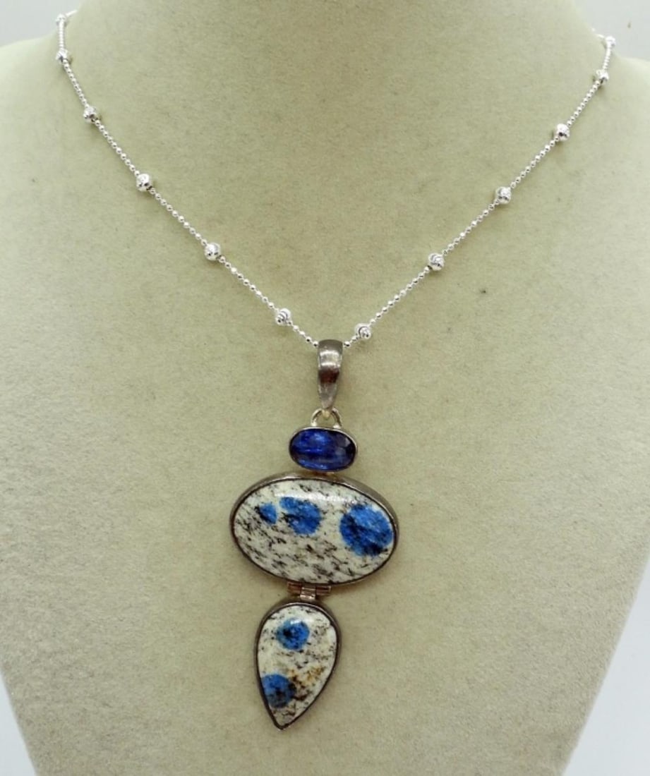K2 AZURITE GRANITE PENDANT & 925 CHAIN (1 of 3)