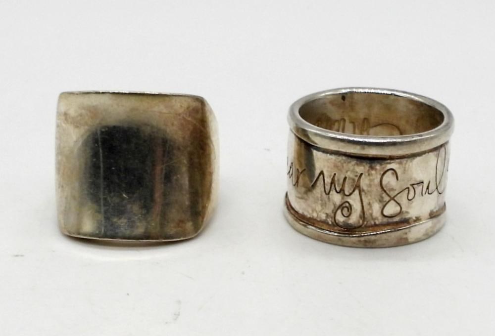 (2) VINTAGE LARGE STERLING SILVER RINGS (1 of 3)