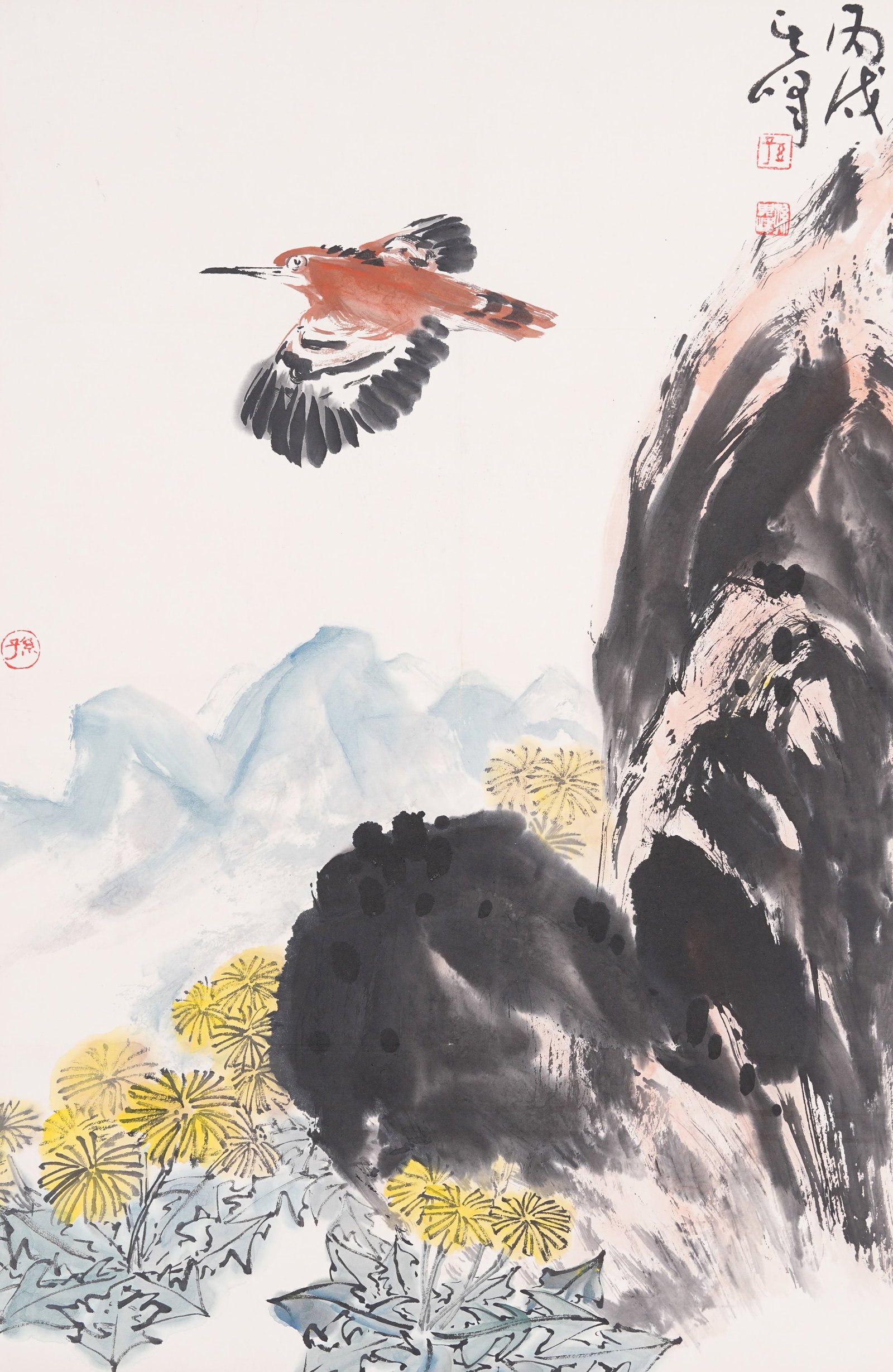 A FLOWER AND BIRD PAINTING ON PAPER BY SUN QIFENG.孫其峰 (1 of 9)