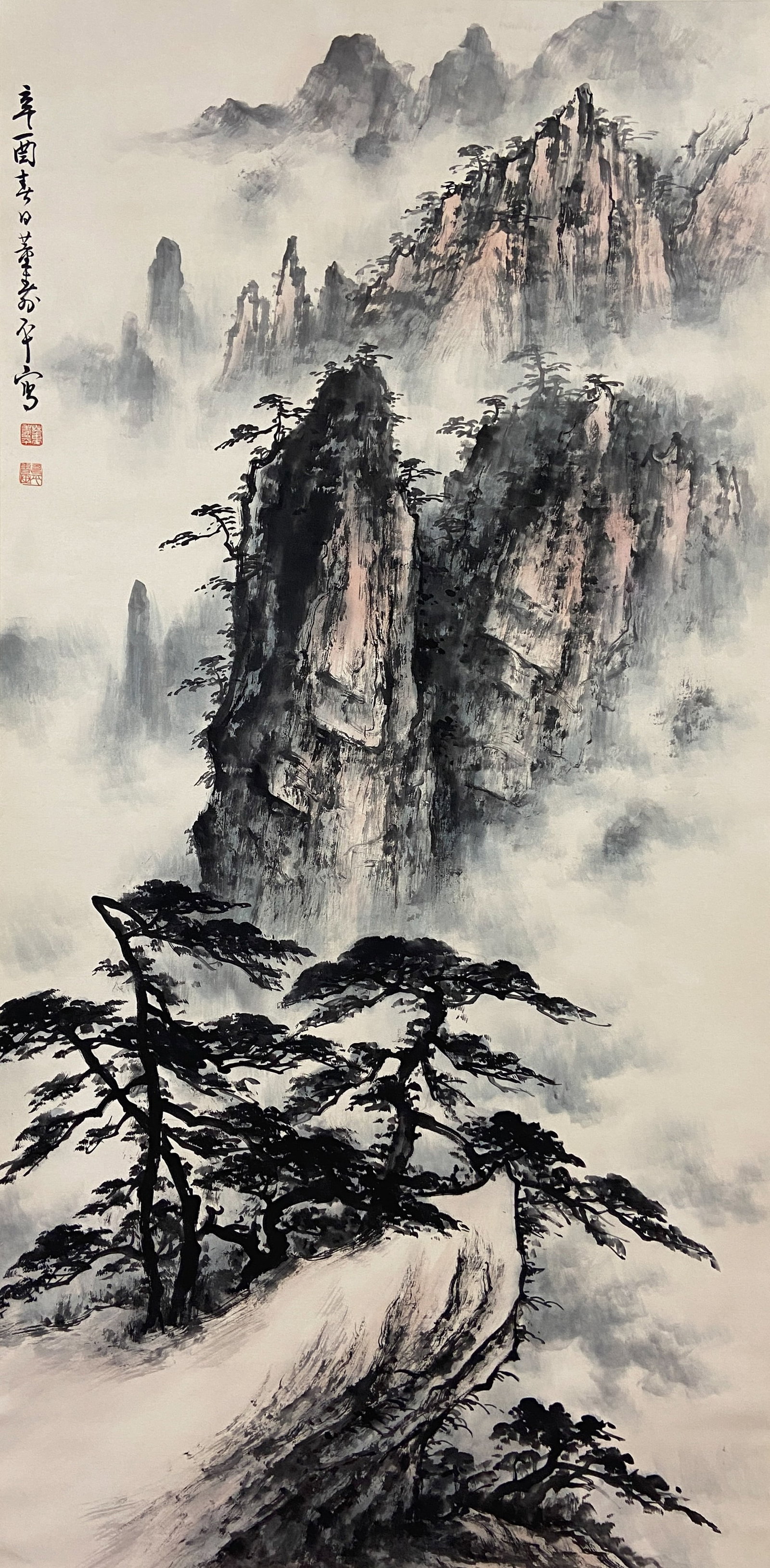 A FOUR-FOOT LANDSCAPE HANGING SCROLL ON PAPER BY DONG SHOUPING.董壽平 (1 of 8)