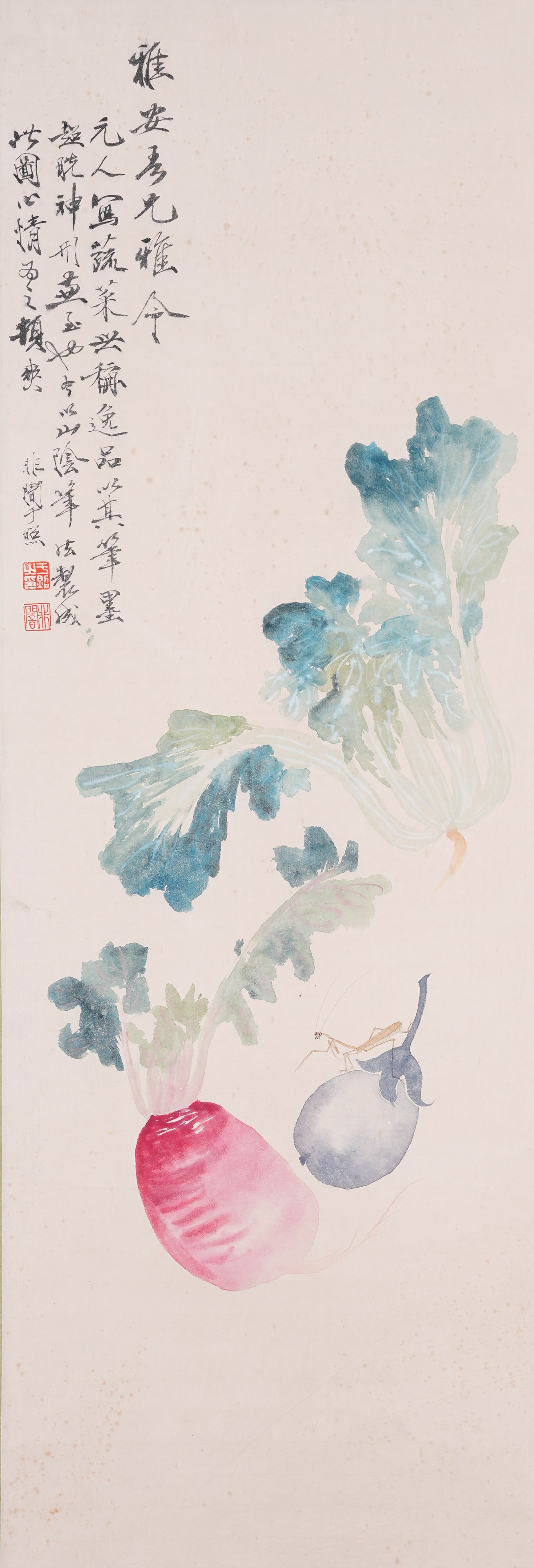 A FRUIT-AND-VEGETABLE PAINTING ON PAPER BY YU FEIAN.於非闇 (1 of 8)