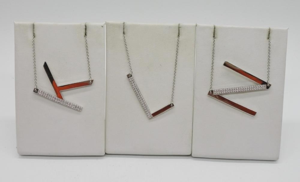 (3) STERLING CZ INITIAL NECKLACES (1 of 4)